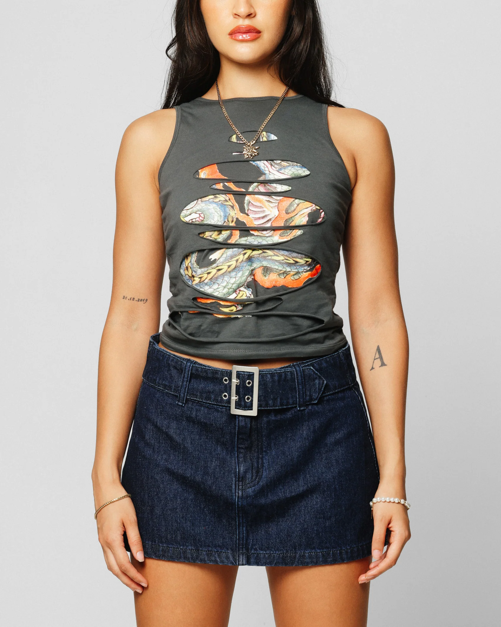 Ed Hardy Women's Ripped Dragon Tank Black - Image 2