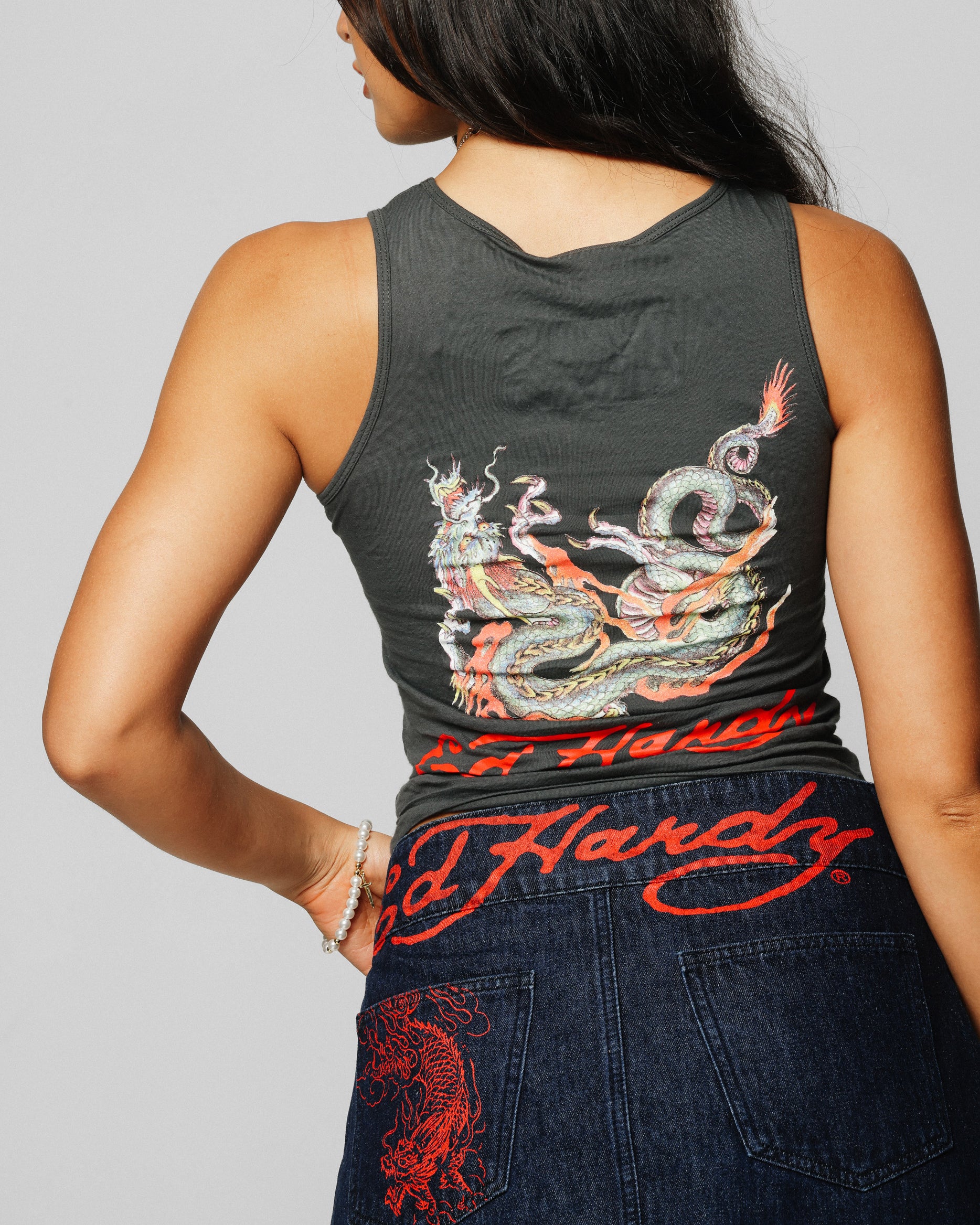 Ed Hardy Women's Ripped Dragon Tank Black - Image 9