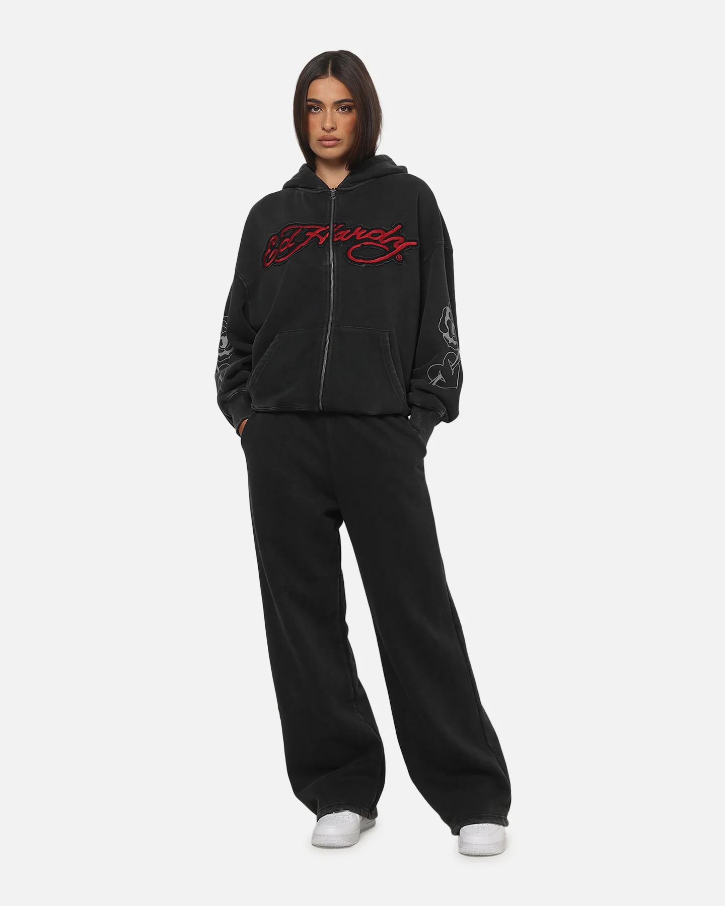 Ed Hardy Women's Rose Trackpants Washed Black - Image 2