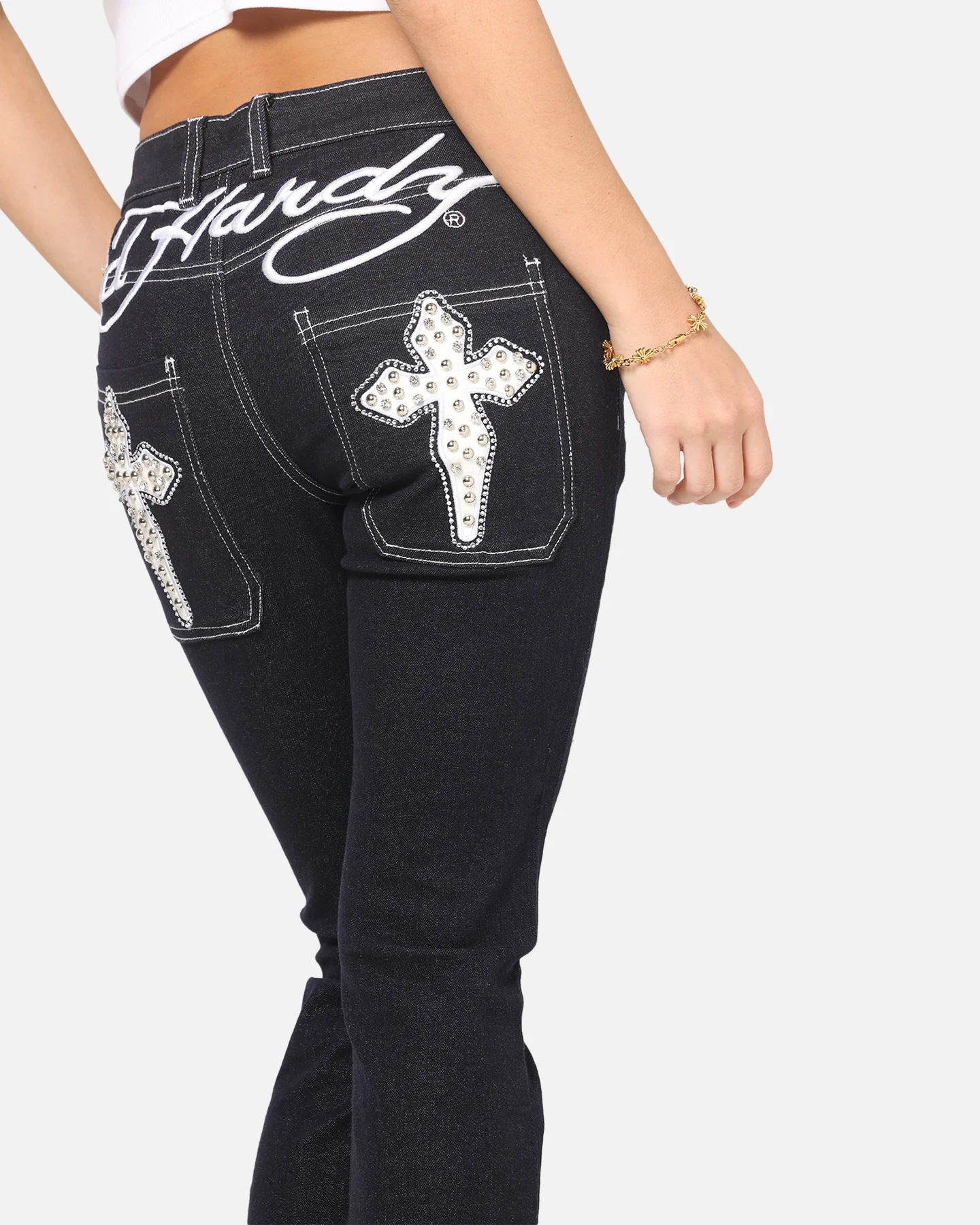 Ed Hardy Women's Stellar Bootcut Jeans Mid Blue - Image 3