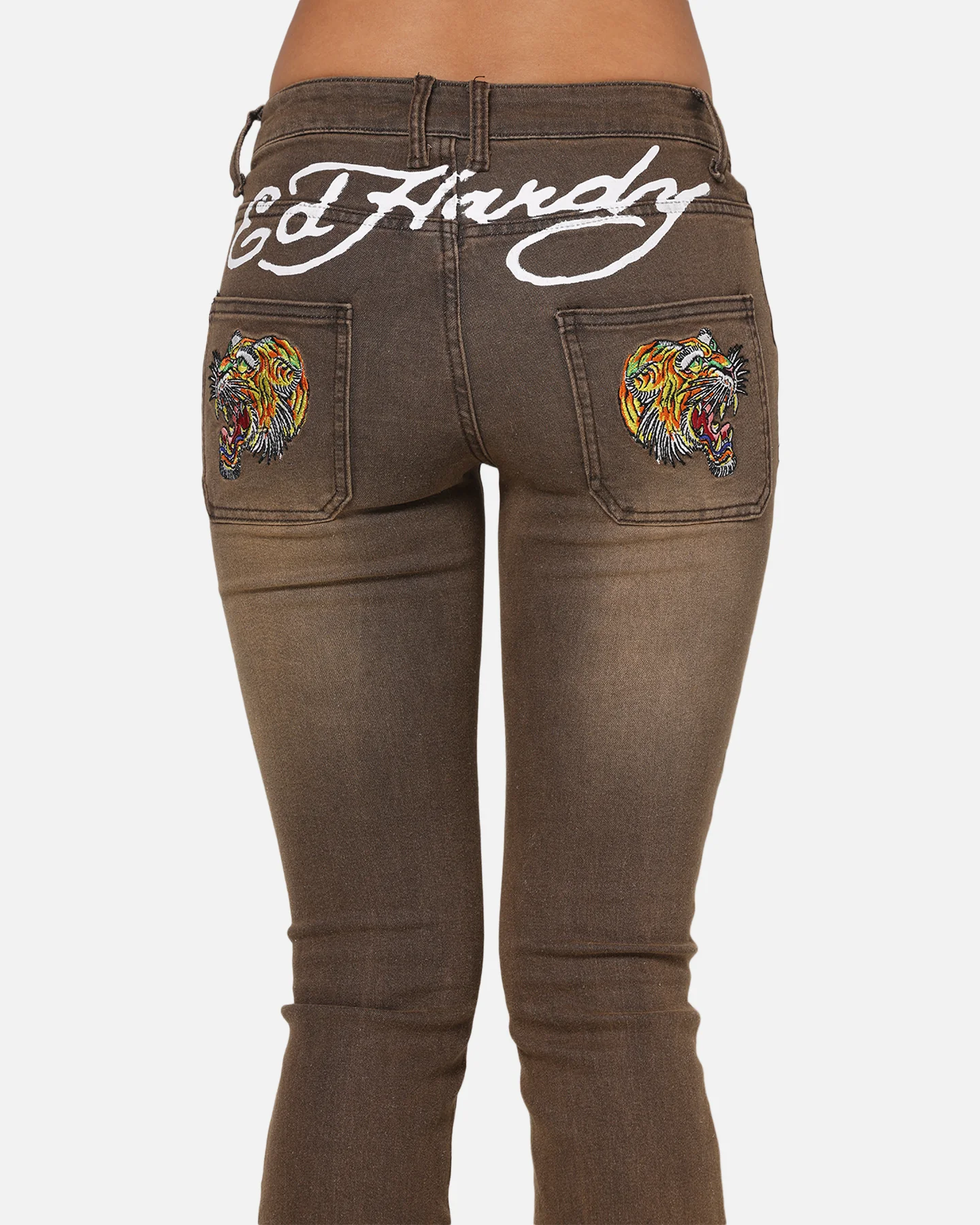 Ed Hardy Women's Tiger Bootcut Jeans Brown - Image 8