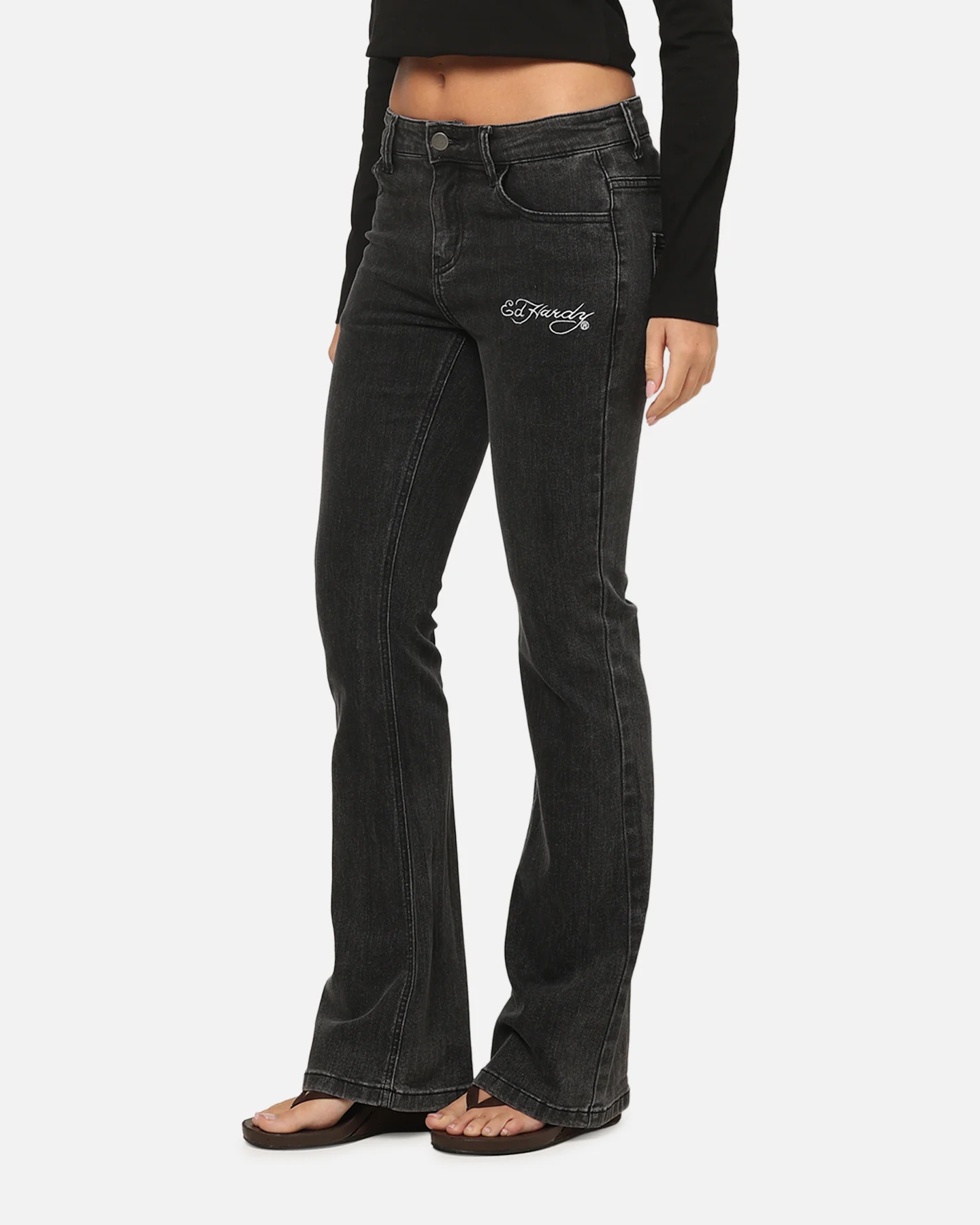 Ed Hardy Women's Tiger Bootcut Jeans Washed Black - Image 5