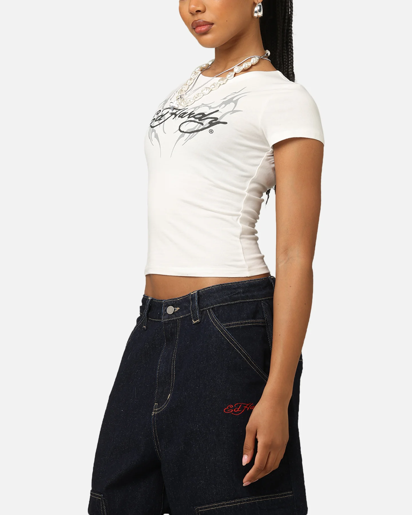 Ed Hardy Women's Tribal Baby T-Shirt White - Image 5