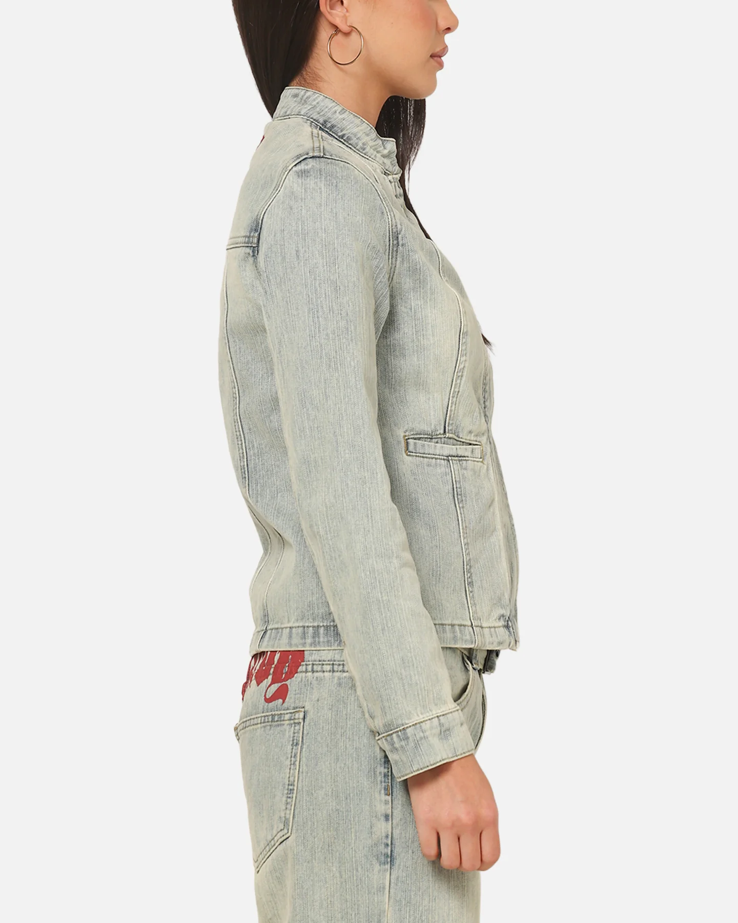 Ed Hardy Women's Vaulted Denim Moto Jacket Vintage Blue - Image 4