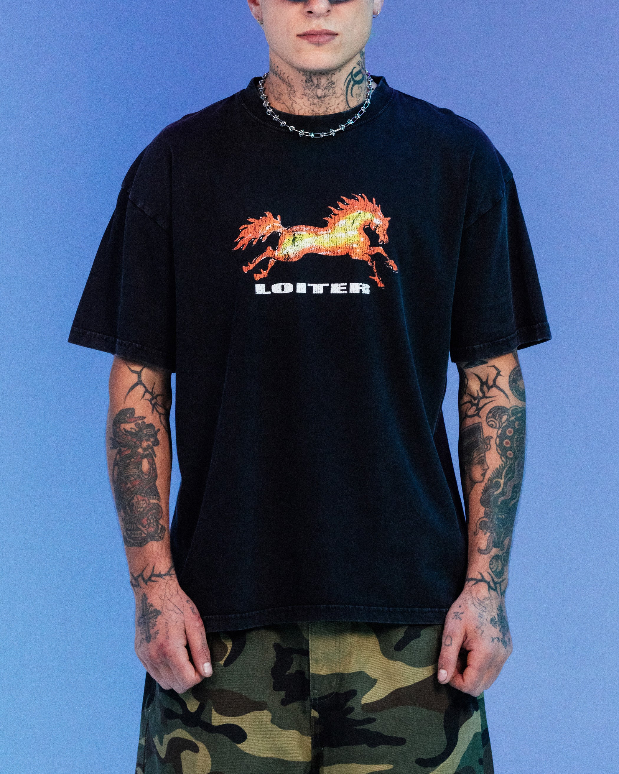 Ed Hardy By Loiter Horse Power Vintage T-Shirt Black Acidwash - Image 2