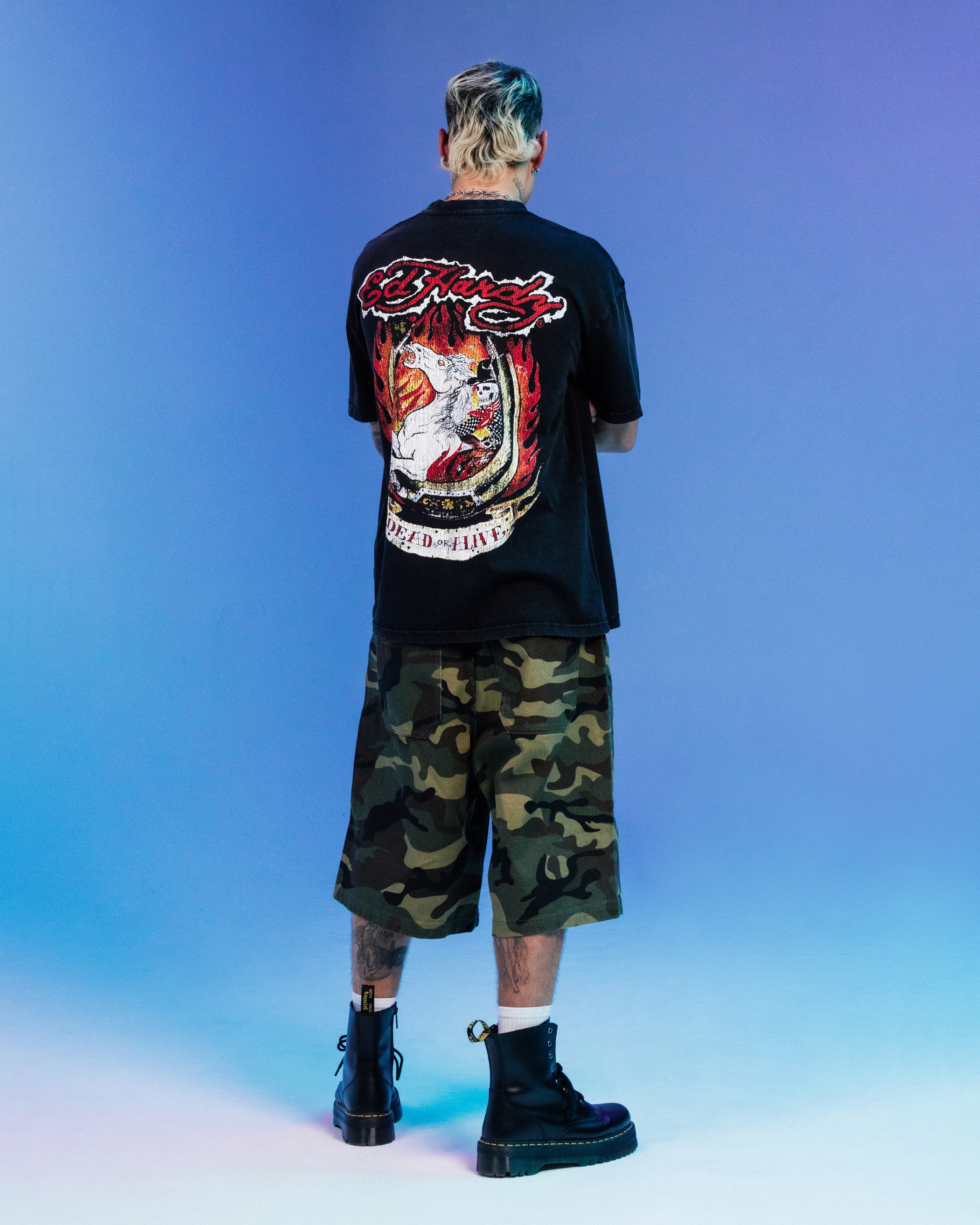 Ed Hardy By Loiter Horse Power Vintage T-Shirt Black Acidwash - Image 3