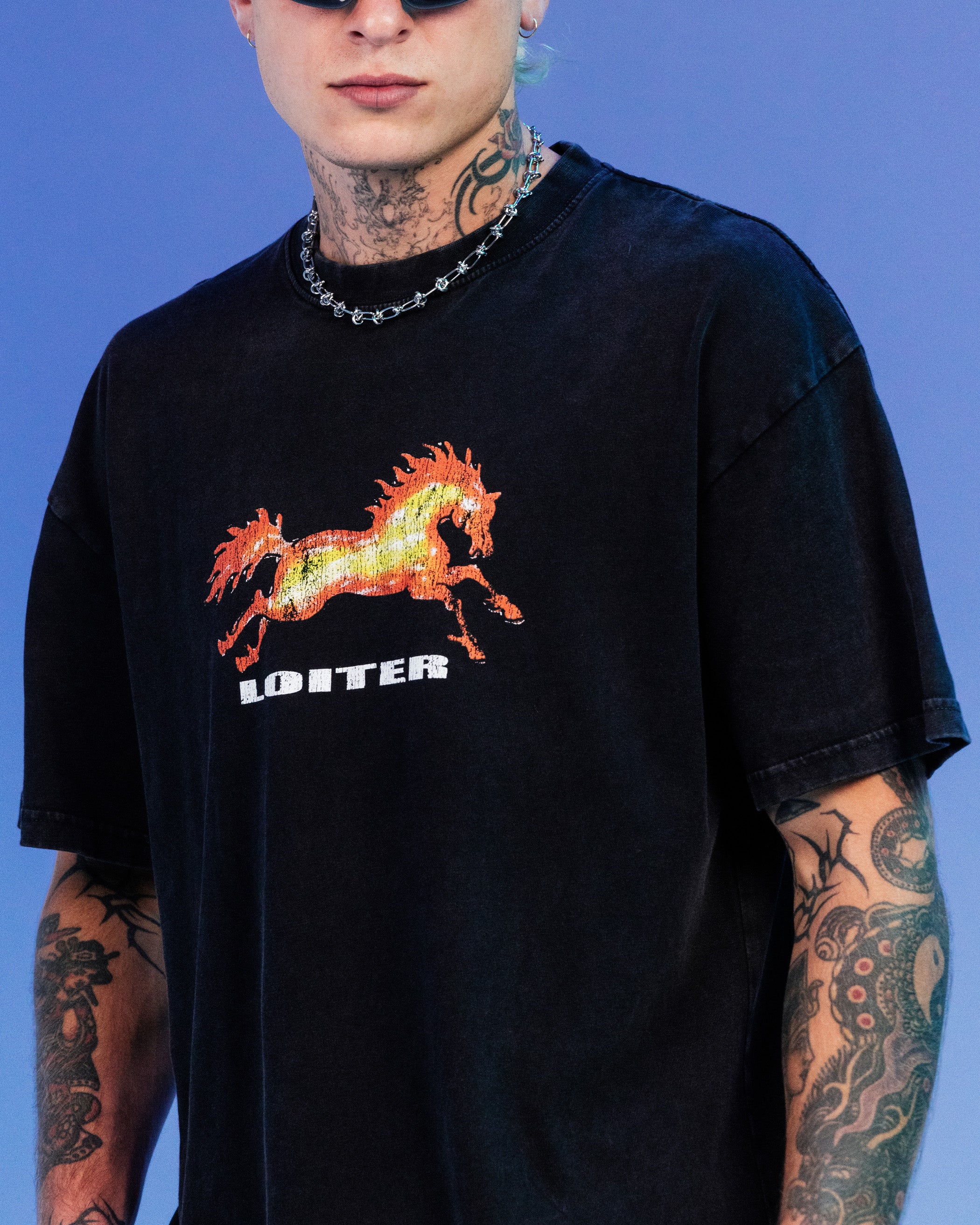 Ed Hardy By Loiter Horse Power Vintage T-Shirt Black Acidwash - Image 8