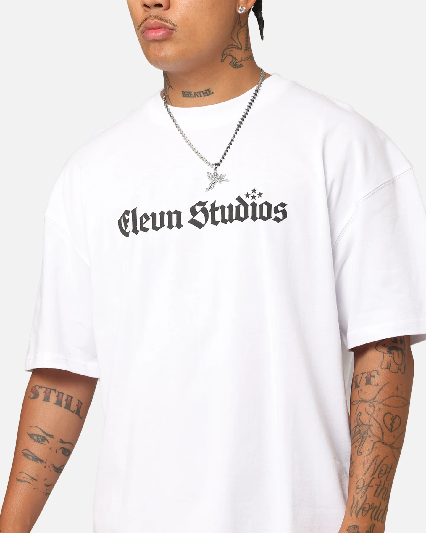 Elevn Clothing Co Triple Star T-Shirt White - Image 5