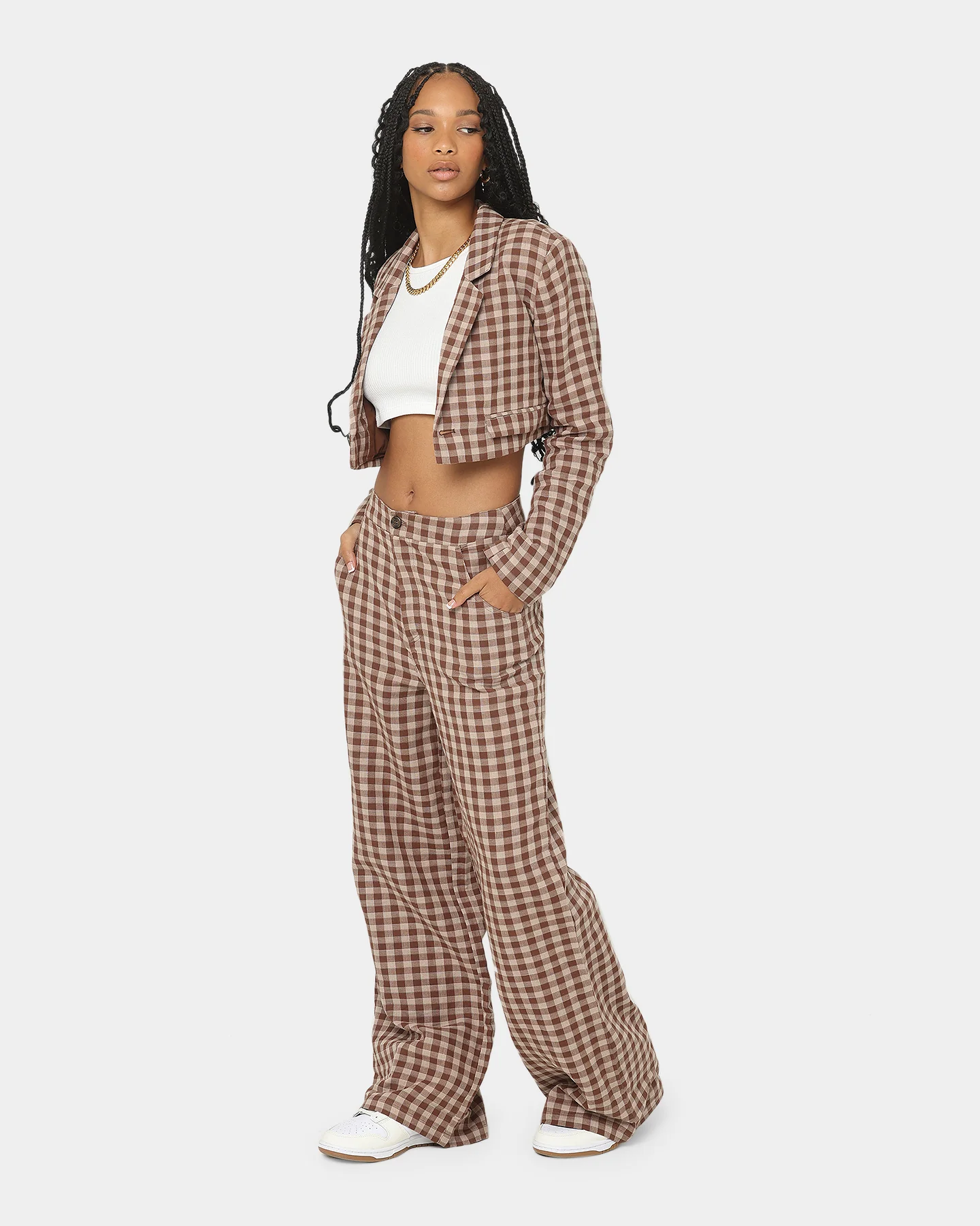 EN ES Women's Harvard Wide Leg Pants Gingham Aurora - Image 2
