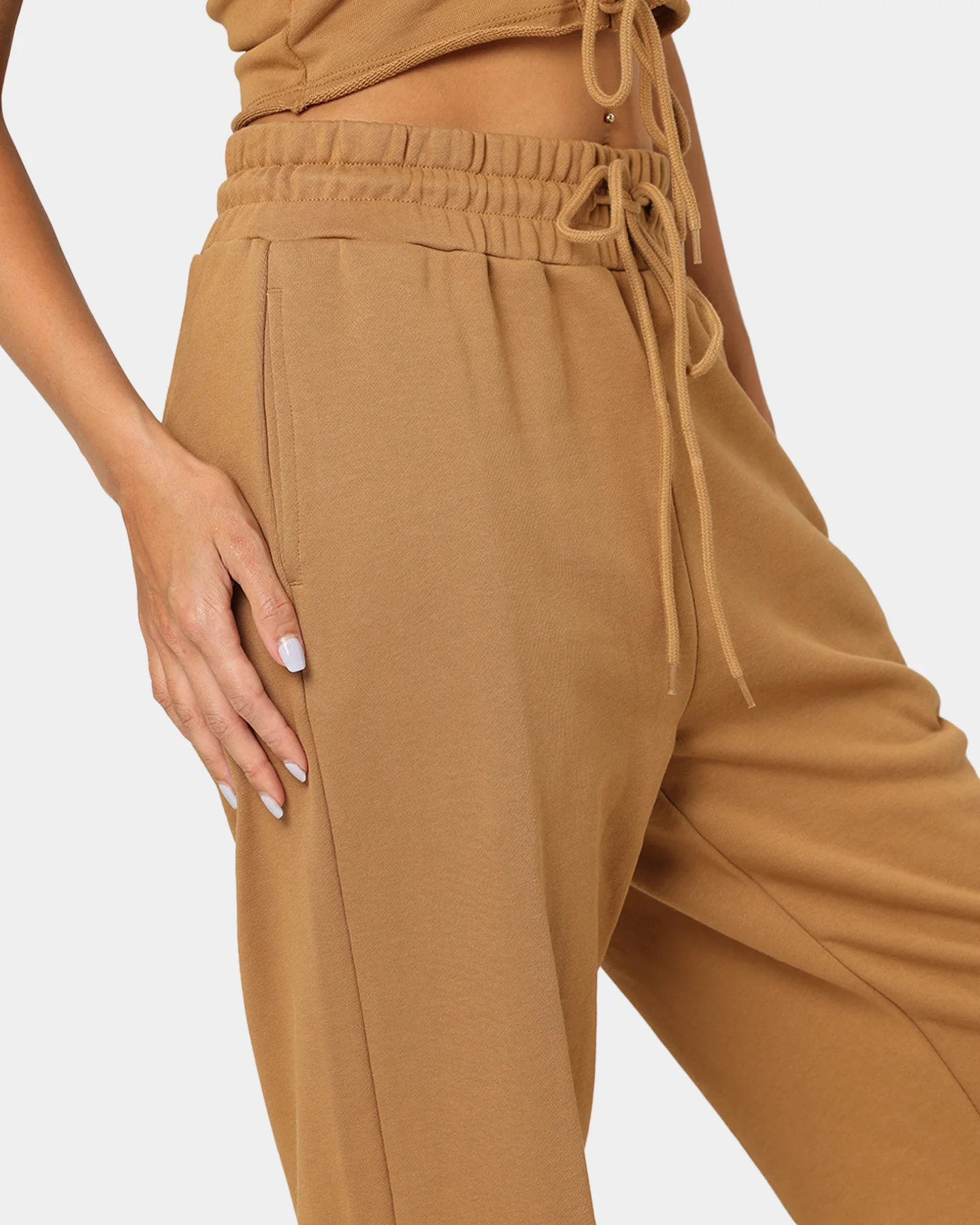 EN ES Women's Mason Lace Up Track Pants Tan - Image 8