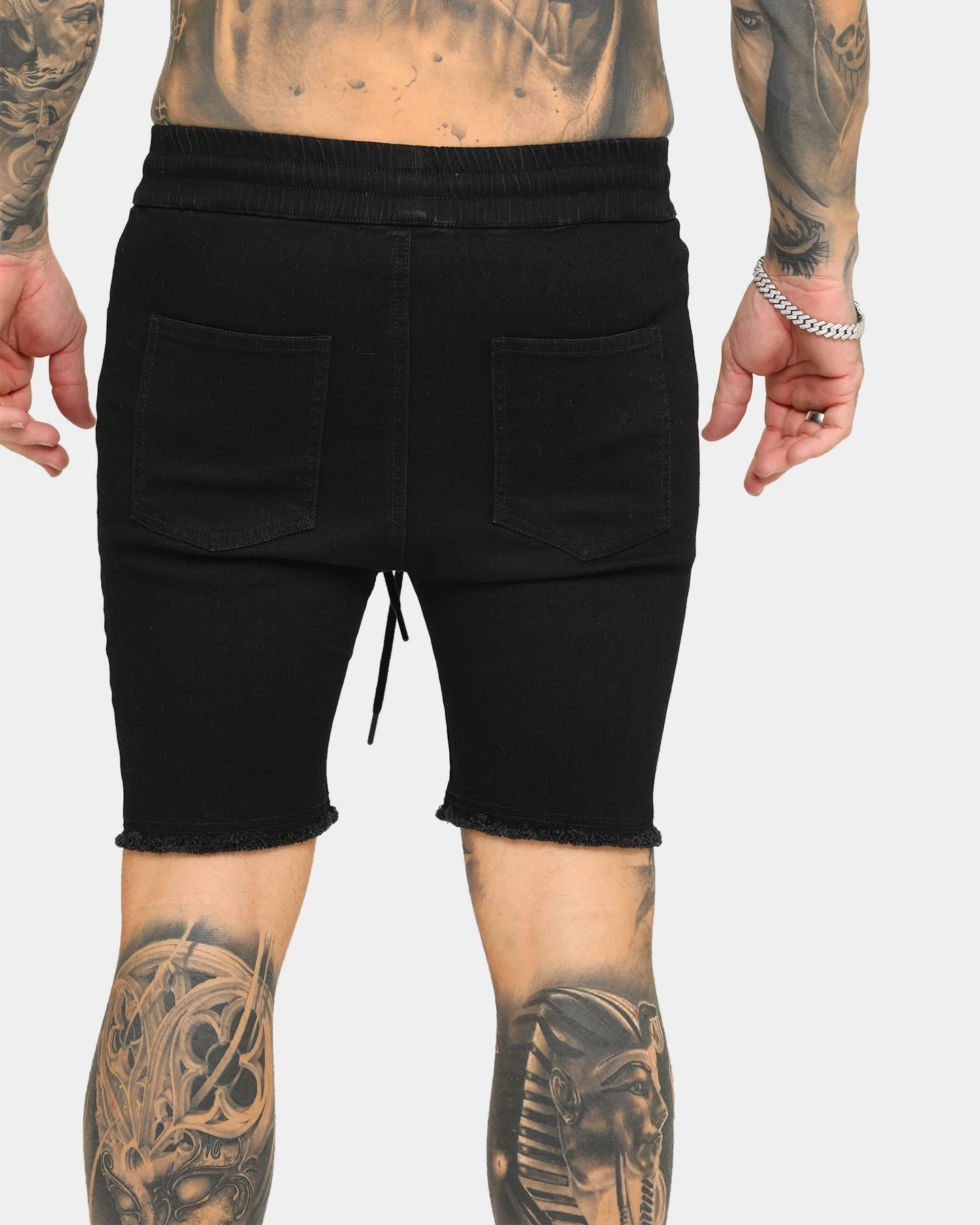 ENES Gunner Skinny Ripped Shorts Black - Image 7