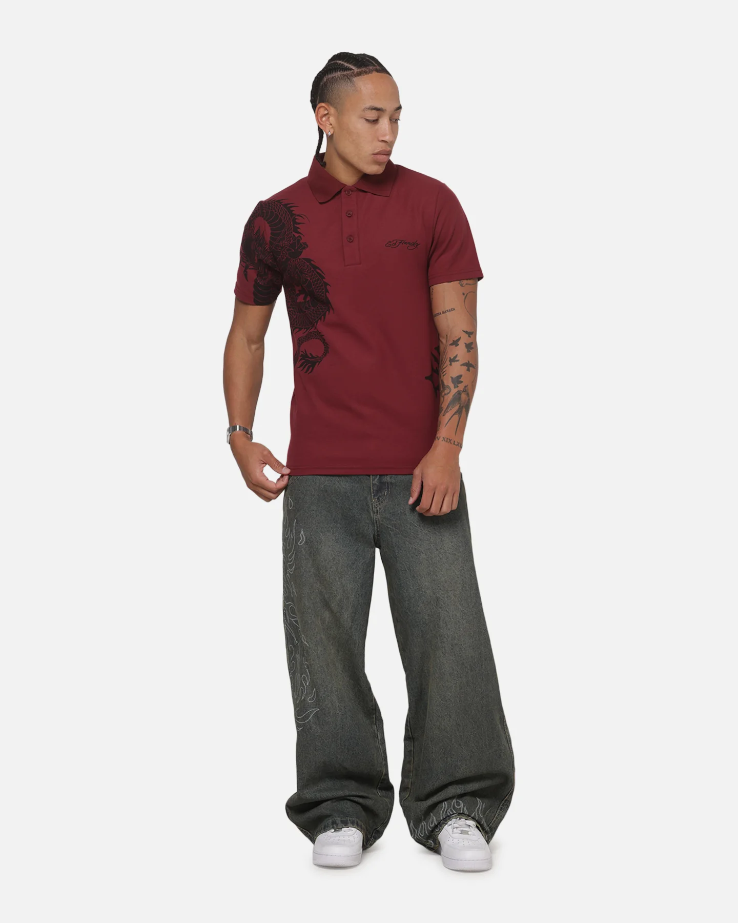Ed Hardy Euro Polo Shirt Plum - Image 3