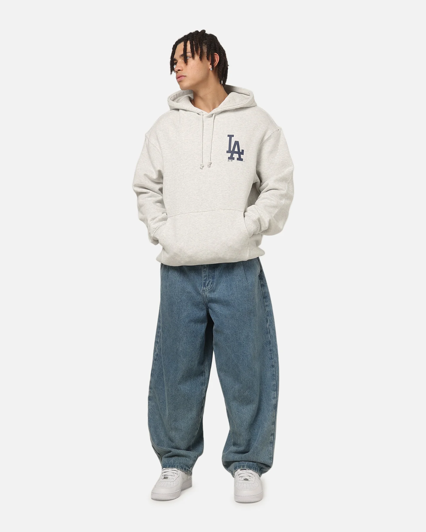 Majestic Athletic Los Angeles Dodgers Everteam Logo Hoodie Silver Marle - Image 3