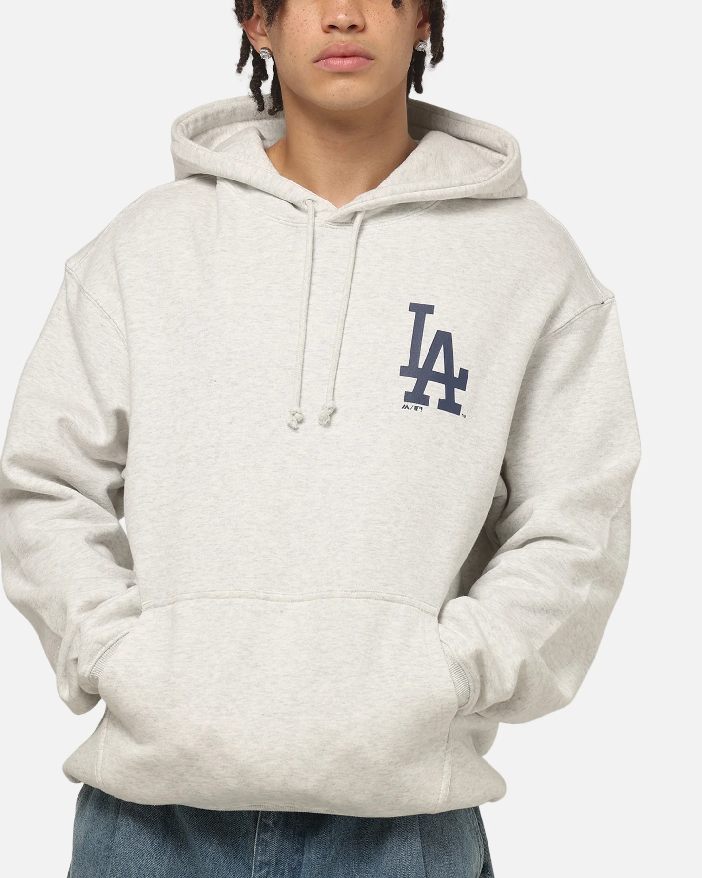 Majestic Athletic Los Angeles Dodgers Everteam Logo Hoodie Silver Marle - Image 7