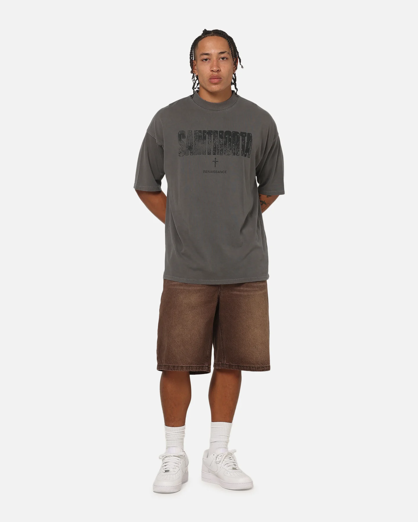 Saint Morta Exile Boxy T-Shirt Washed Charcoal - Image 2