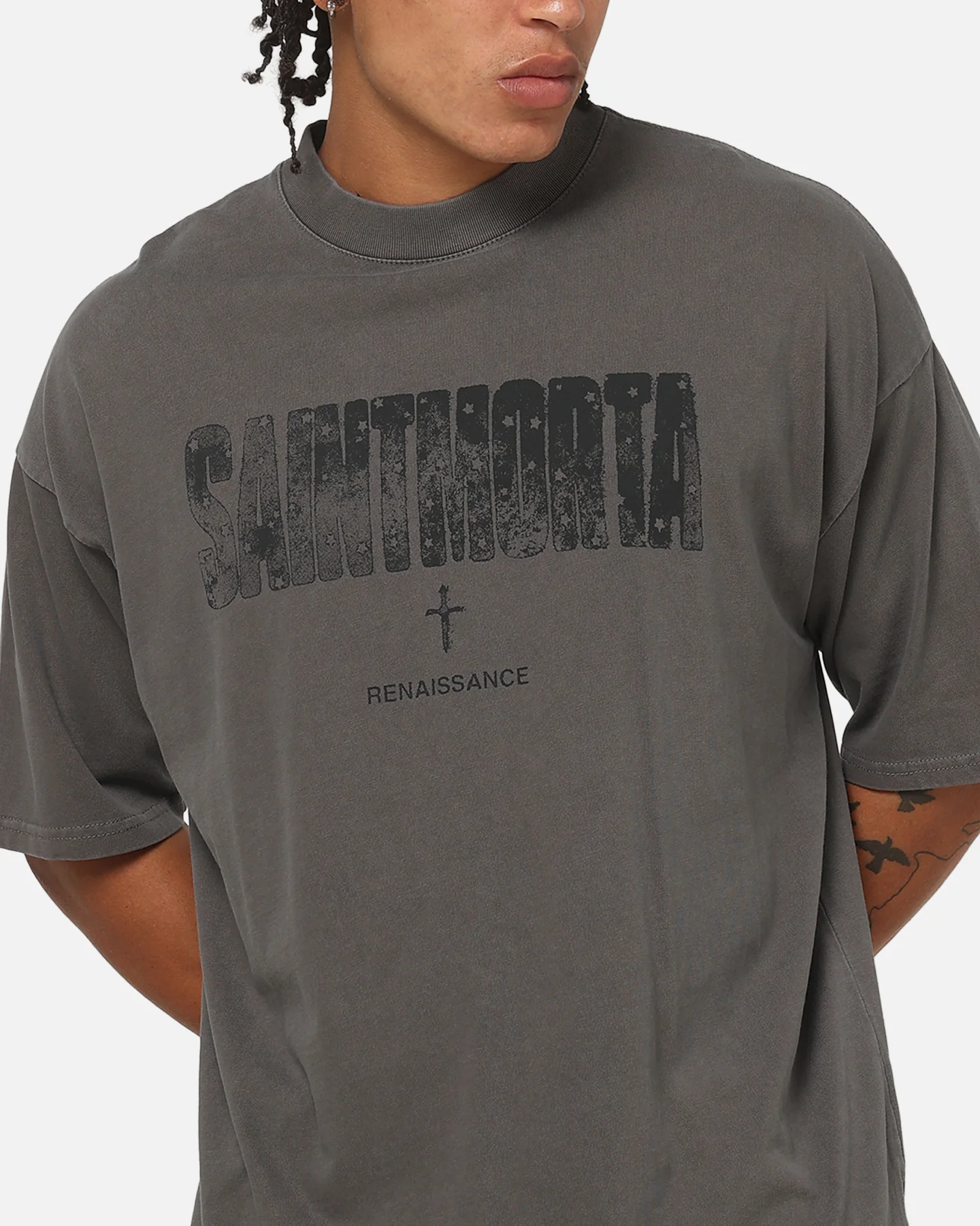 Saint Morta Exile Boxy T-Shirt Washed Charcoal - Image 6
