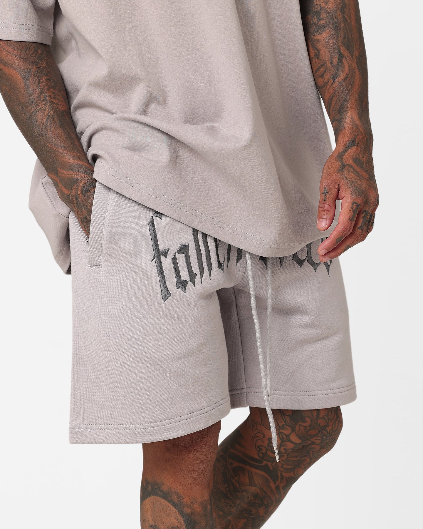 Fallen Breed Logo Sweat Shorts Light Grey - Image 3