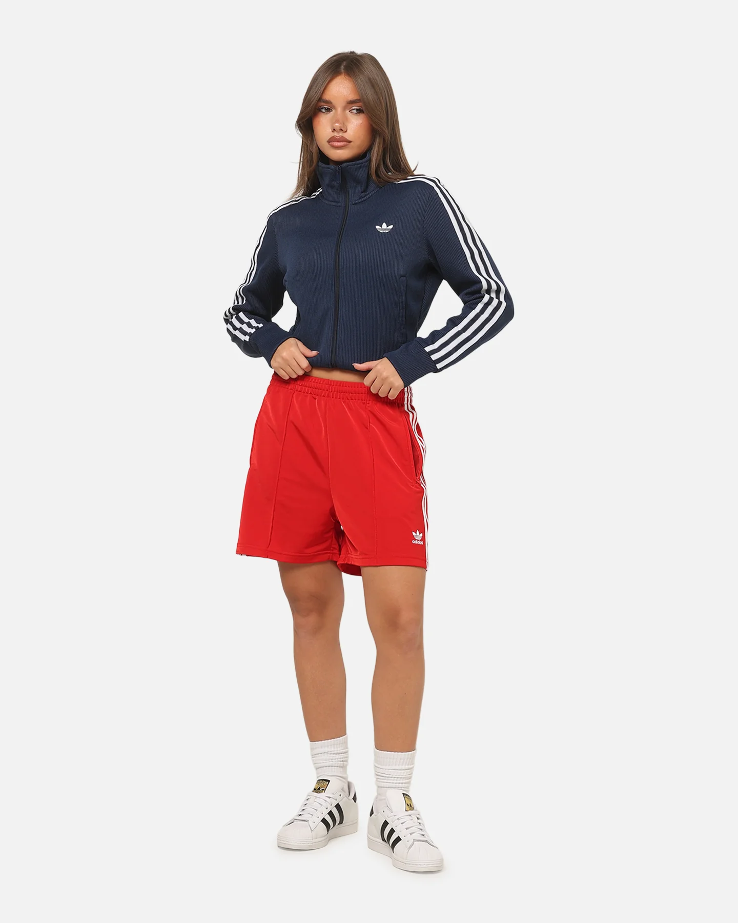 Adidas Women's Firebird Classic Shorts Better Scarlet - Image 2