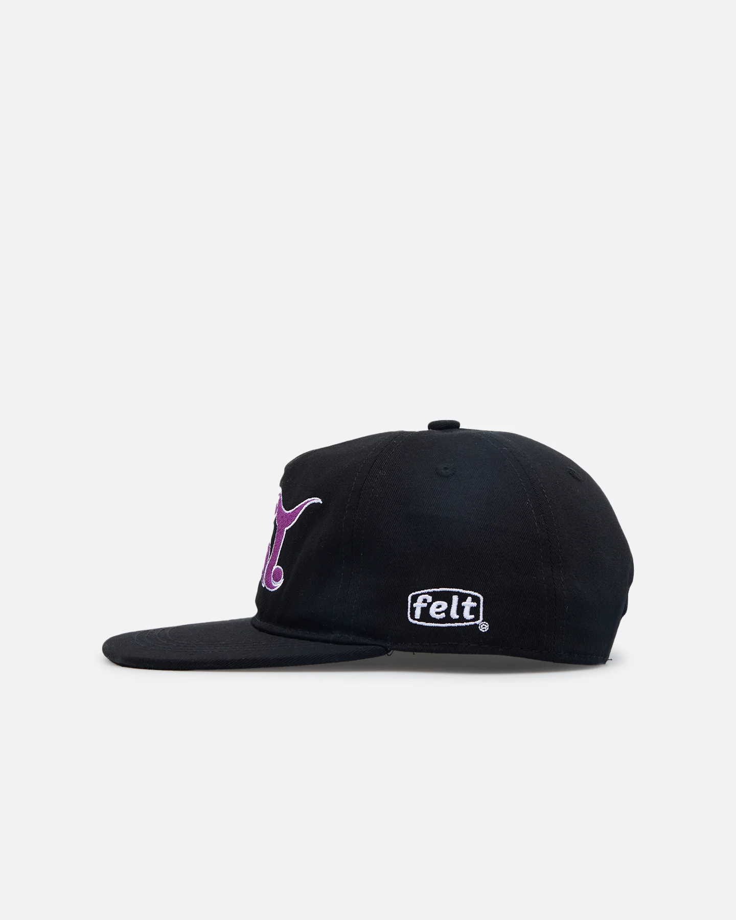 Felt Circle Pit 6 Panel Snapback Hat Black - Image 4