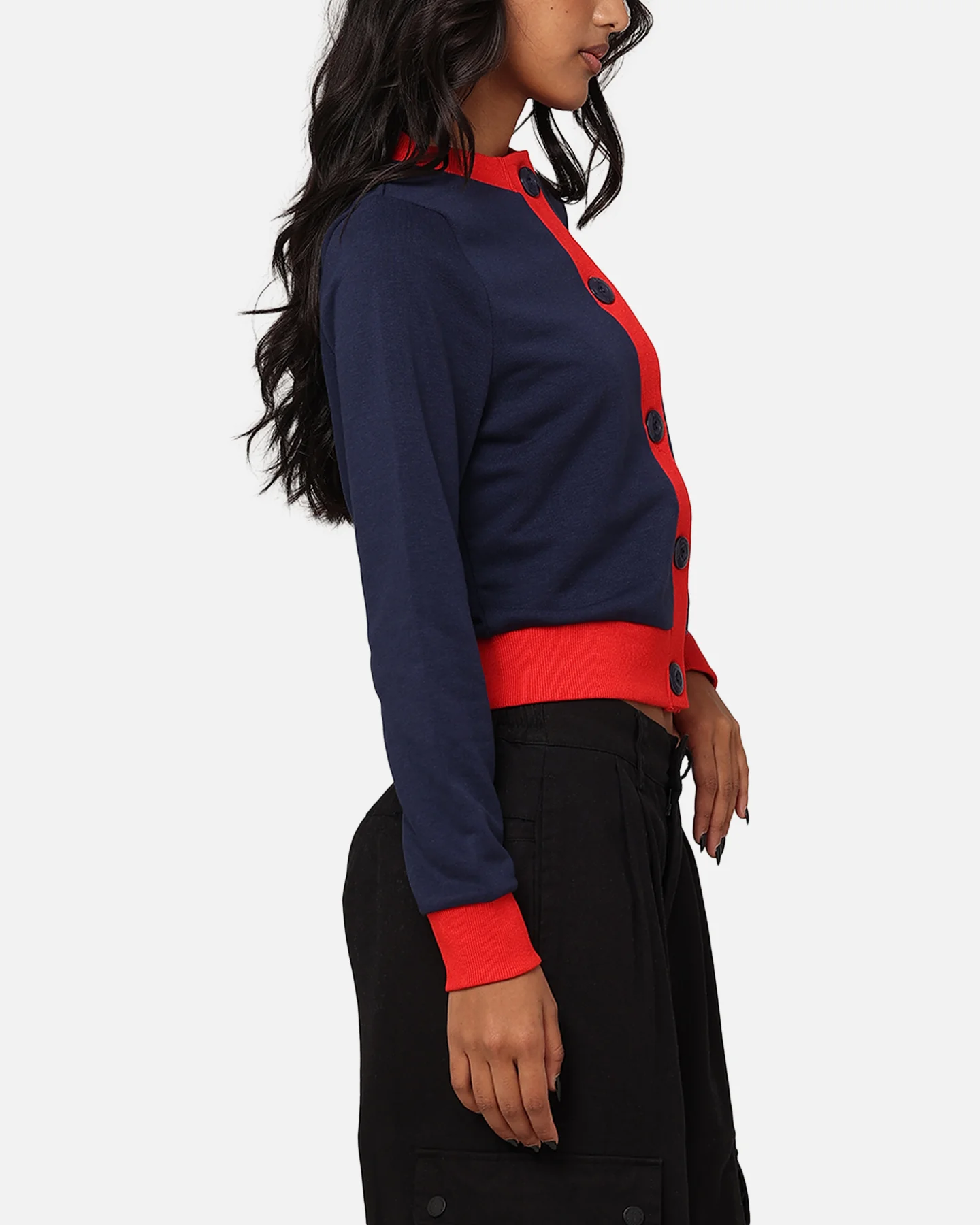Fila Women's Dellia Cropped Fleece Cardigan Fila Navy/Fila - Image 4