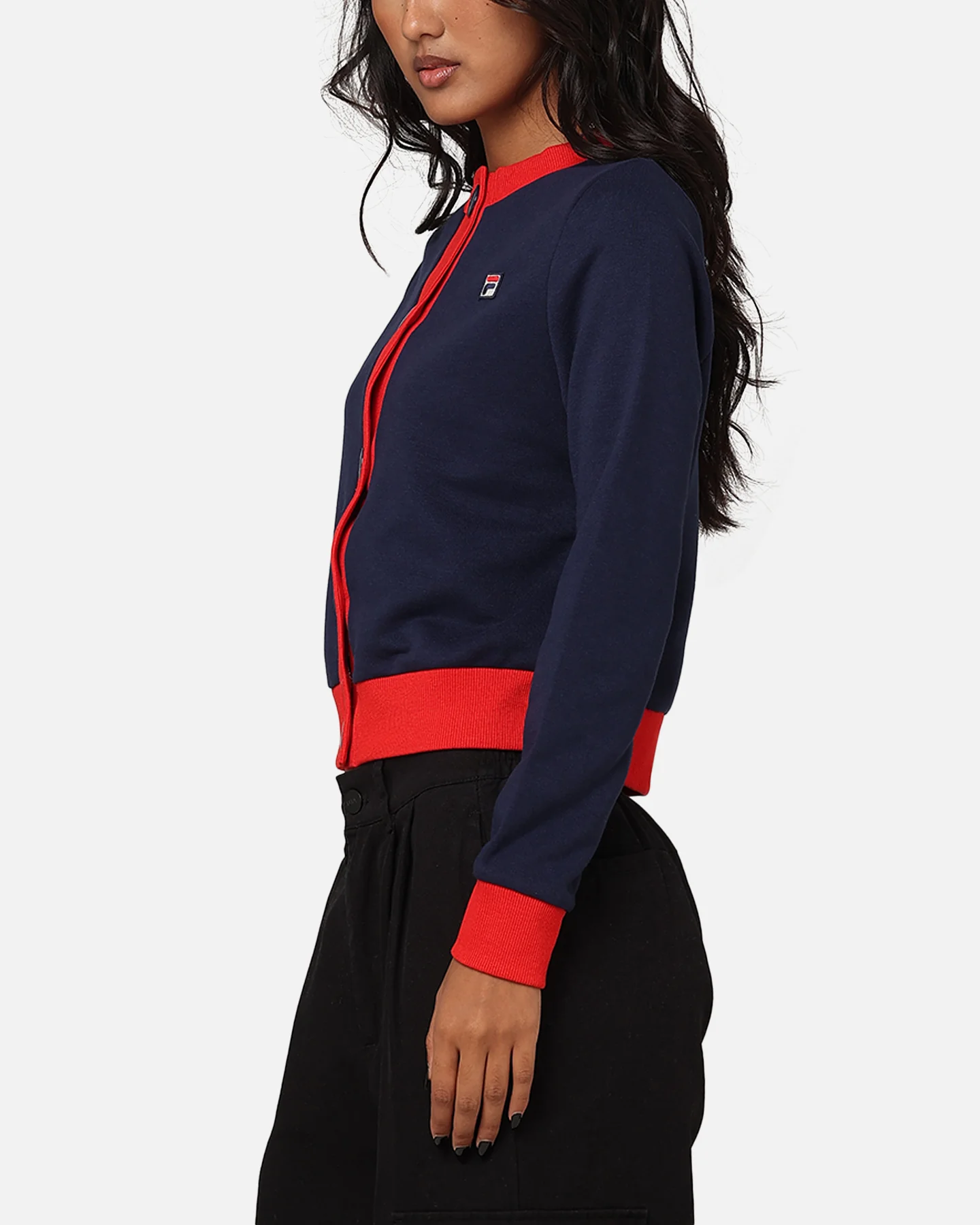Fila Women's Dellia Cropped Fleece Cardigan Fila Navy/Fila - Image 5