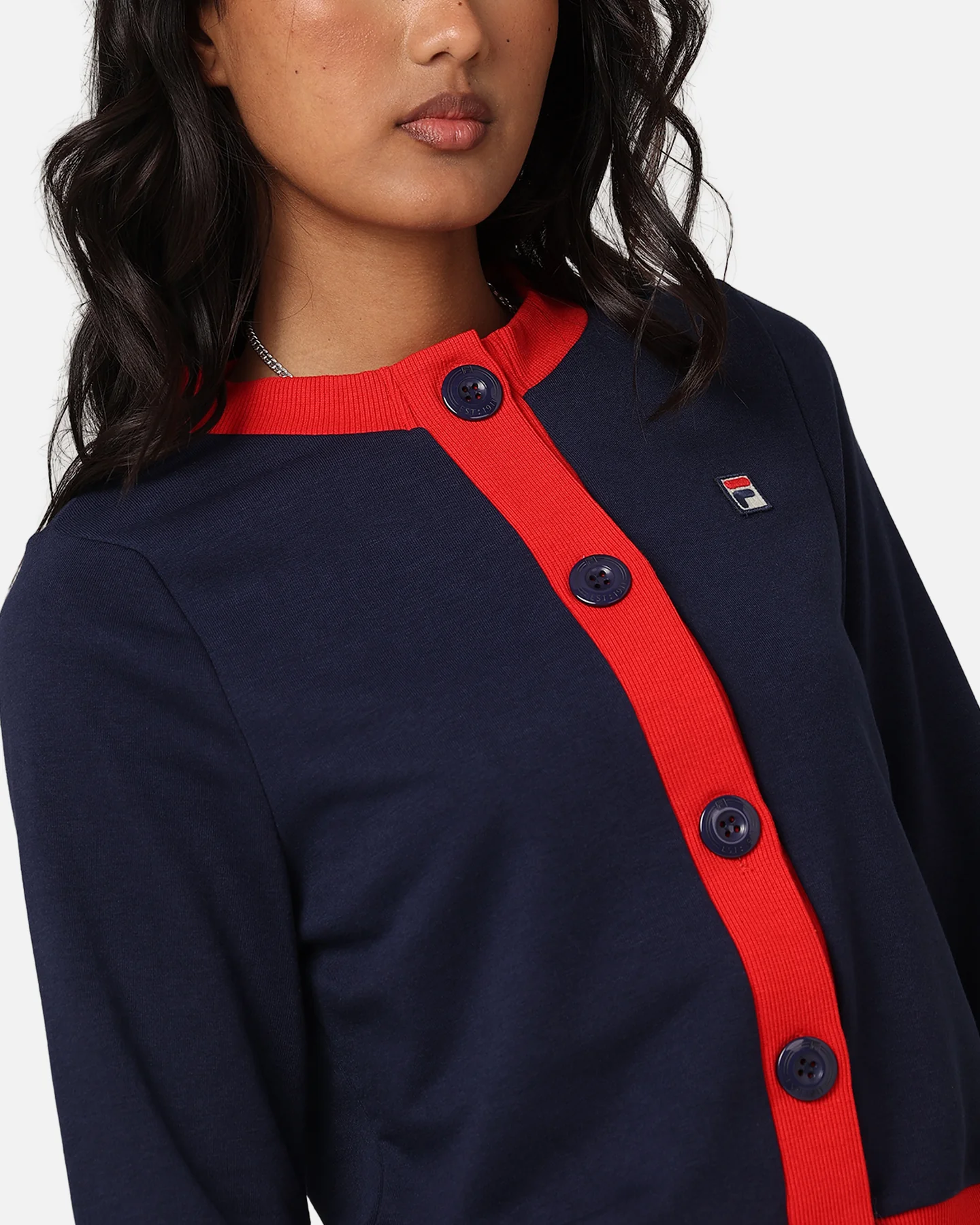 Fila Women's Dellia Cropped Fleece Cardigan Fila Navy/Fila - Image 6