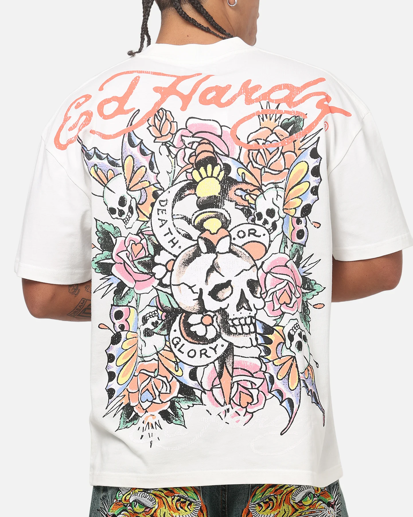 Ed Hardy Floral Skull T-Shirt Off White - Image 7