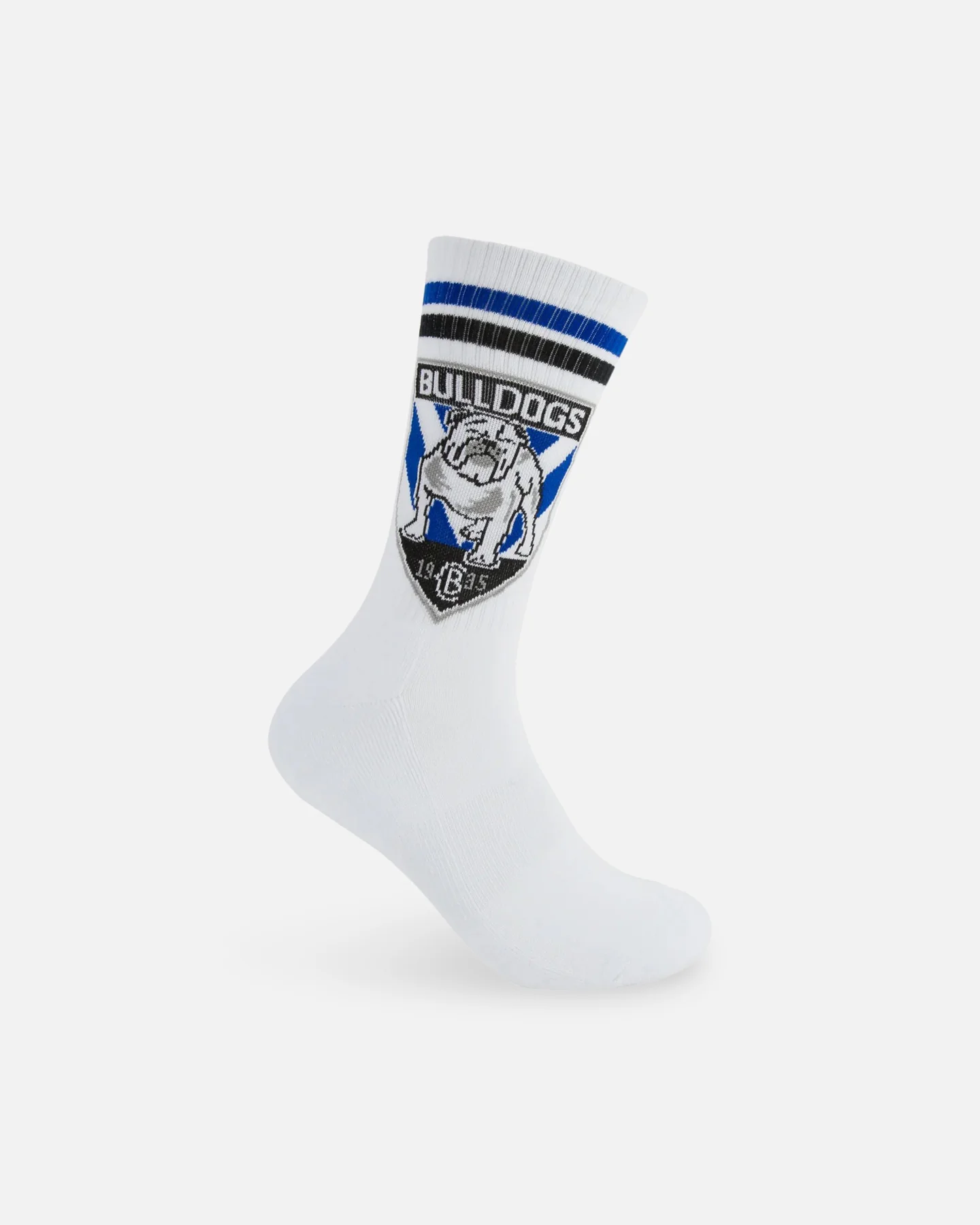Foot-ies Canterbury-Bankstown Bulldogs Crew Socks 2 Pack Navy/White - Image 3