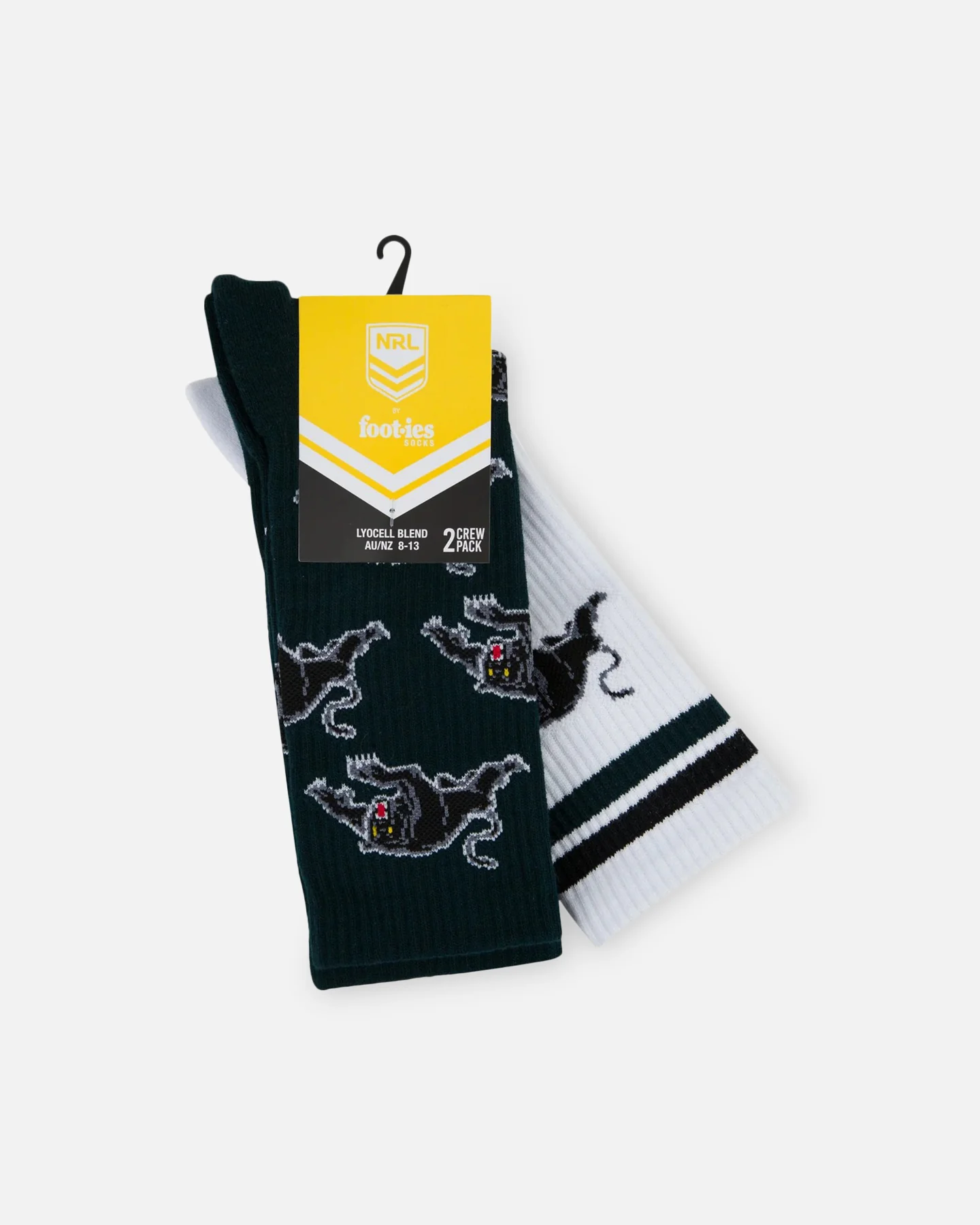 Foot-ies Penrith Panthers Crew Socks 2 Pack Slate/White - Image 2
