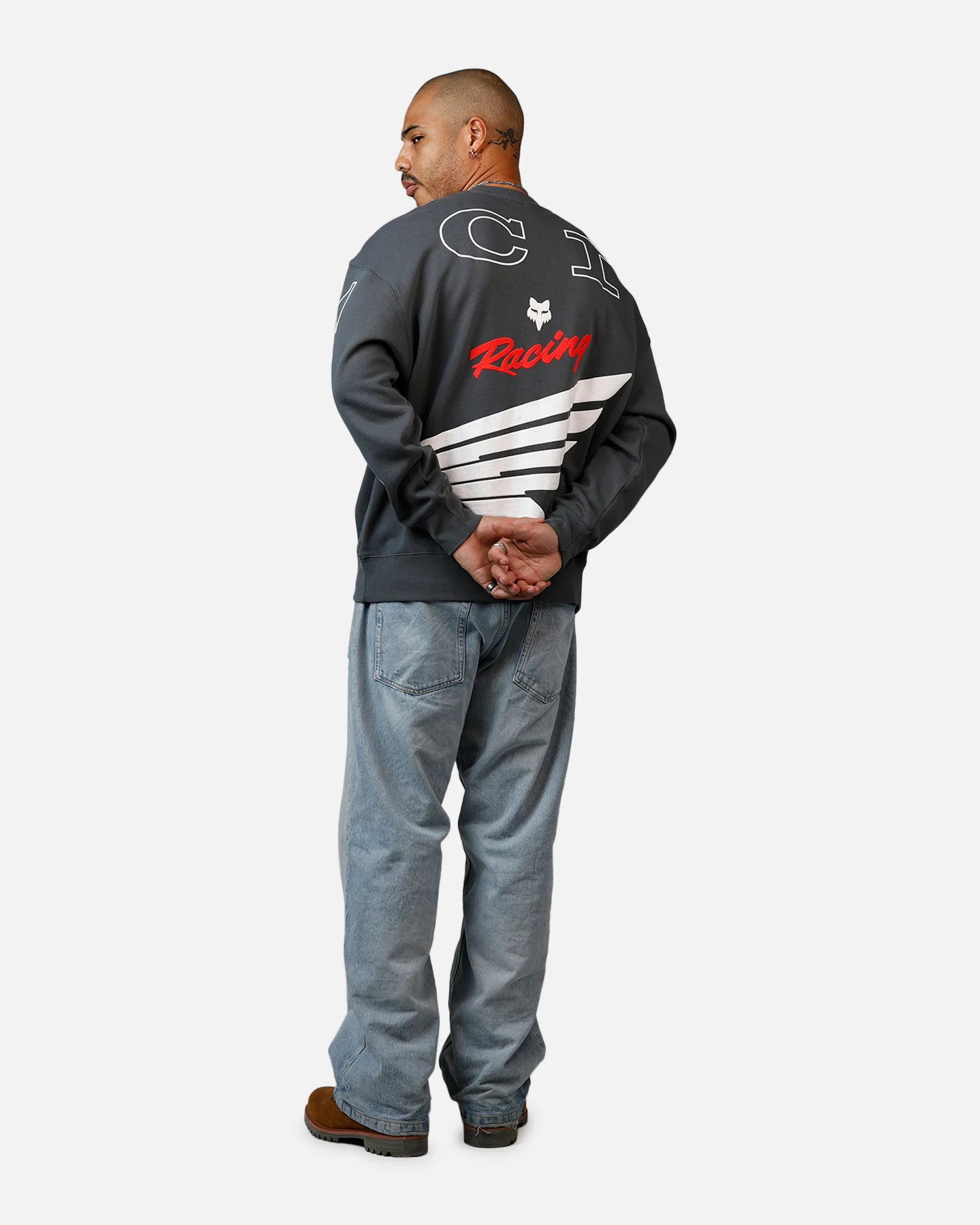 Fox Racing Honda Oversized Fleece Crewneck Dark Grey - Image 6