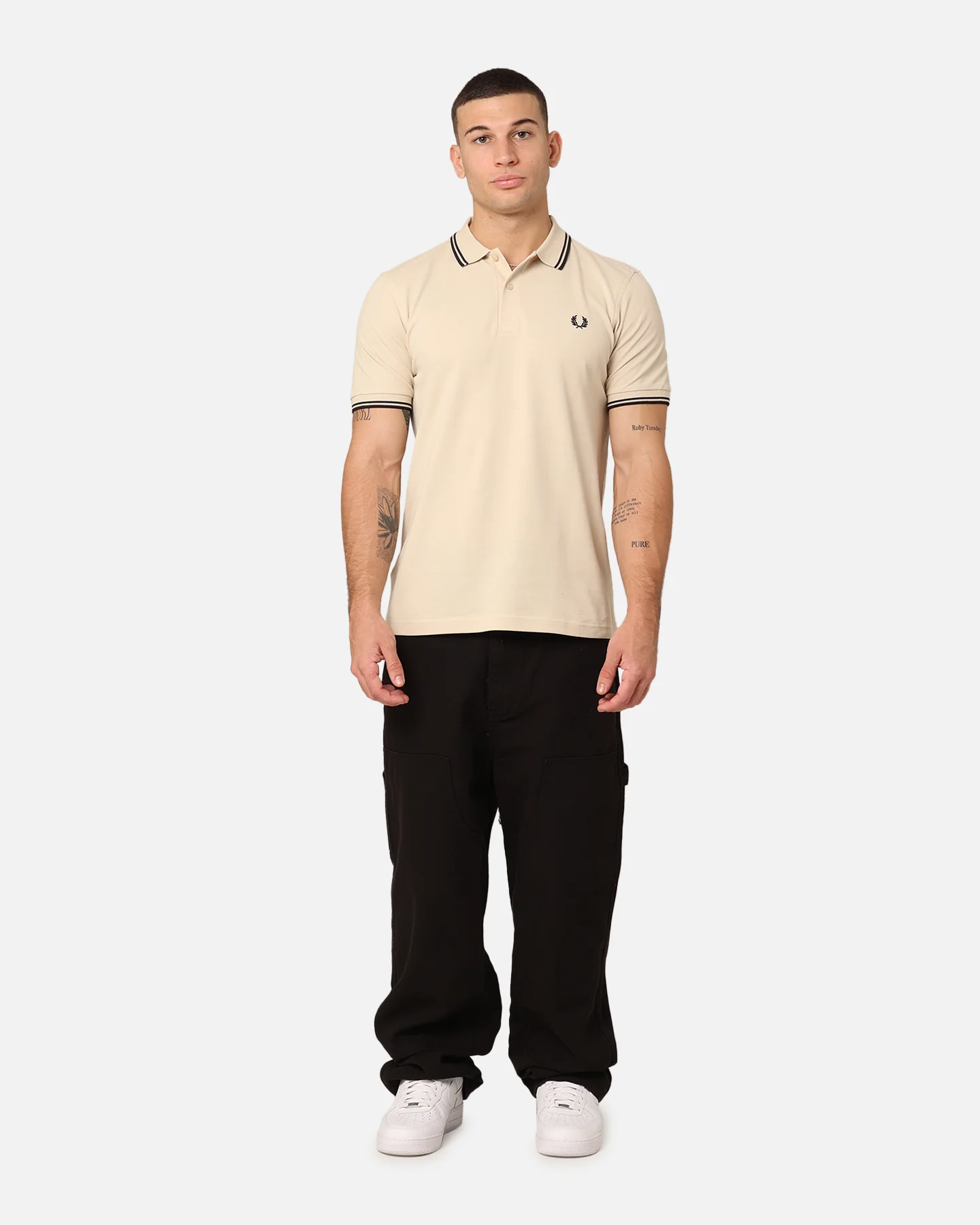 Fred Perry Back Graphic Polo Shirt Oatmeal - Image 3