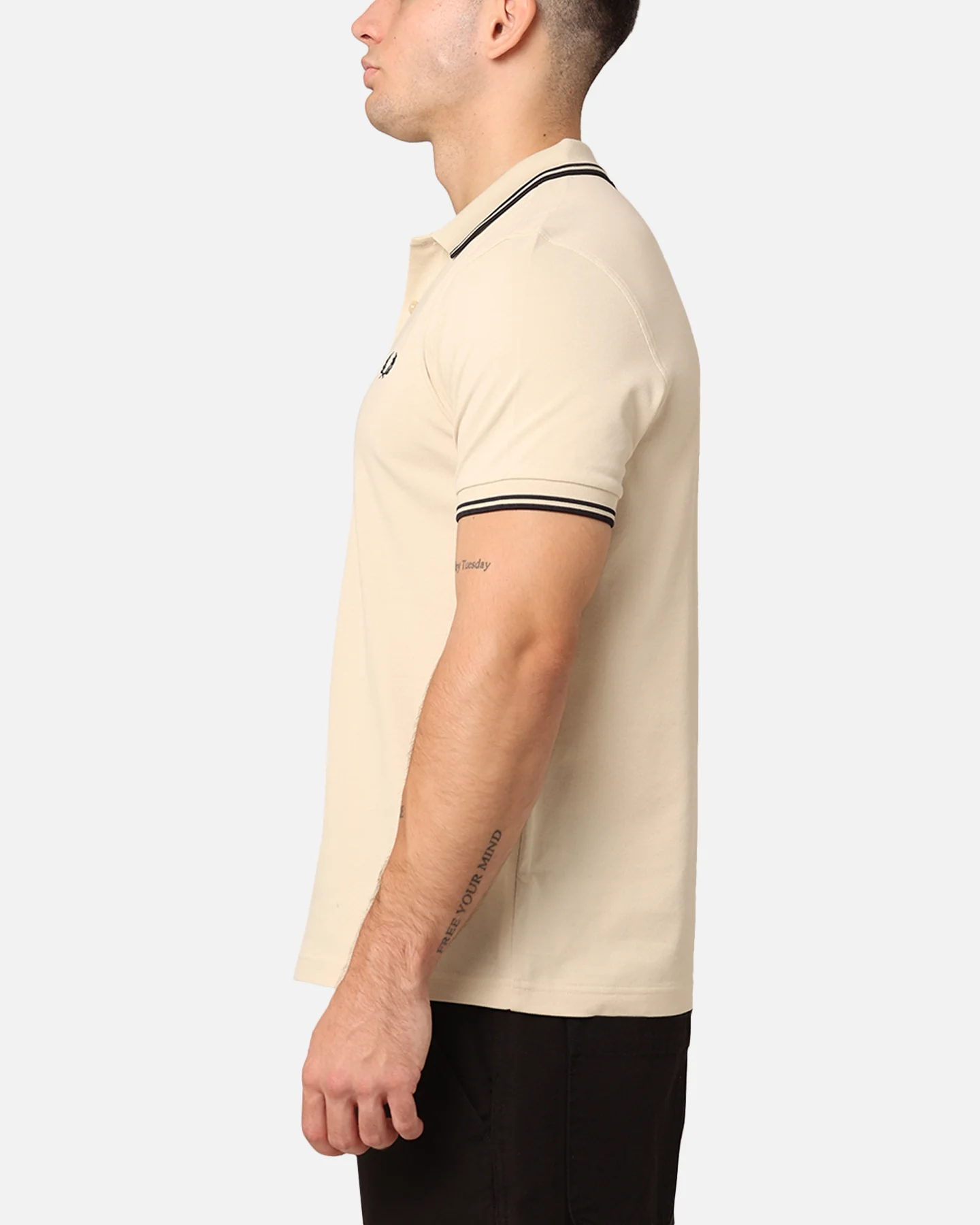 Fred Perry Back Graphic Polo Shirt Oatmeal - Image 6