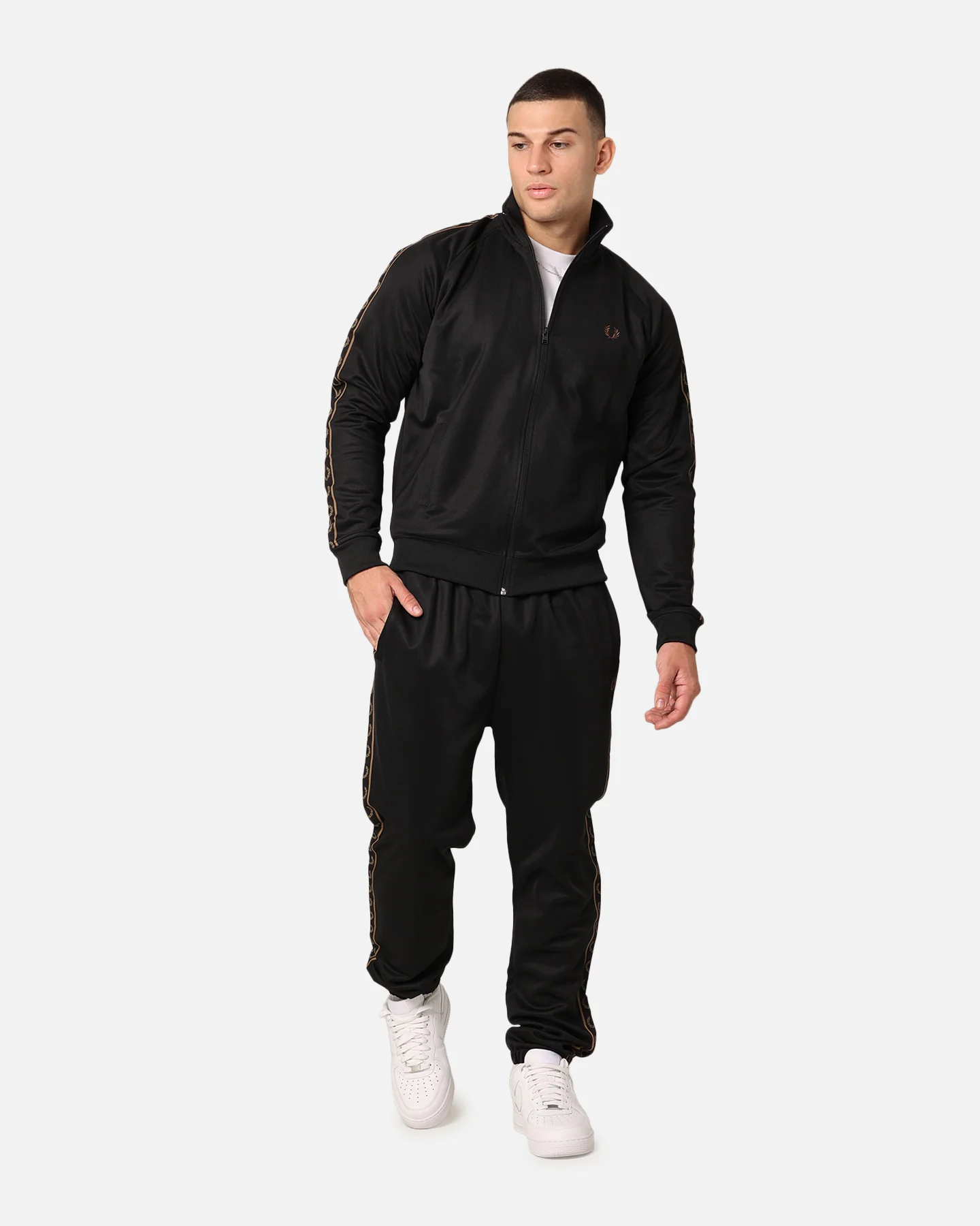 Fred Perry Contrast Tape Track Pants Black/Stone - Image 2
