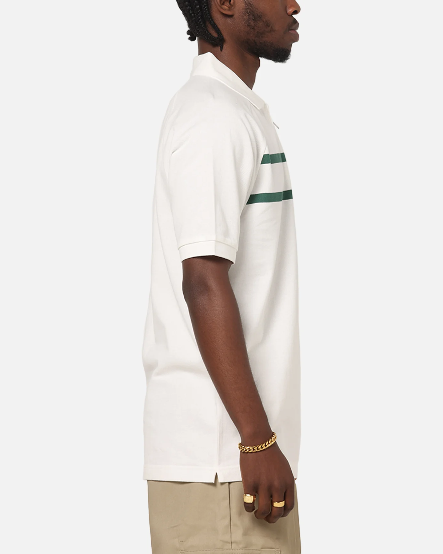 Fred Perry Crepe Pique Zip Neck Polo Shirt Snow White - Image 4