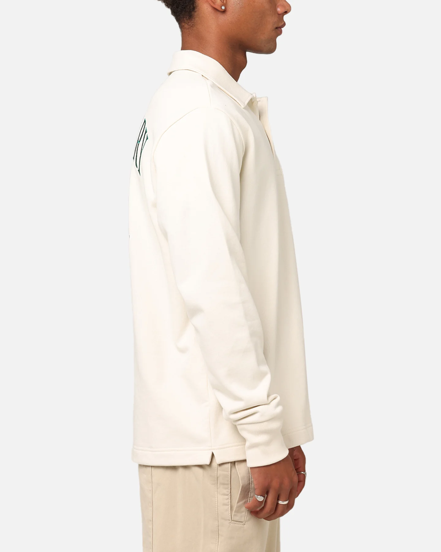 Fred Perry Embroidered Champion Collared Sweatshirt Ecru - Image 5