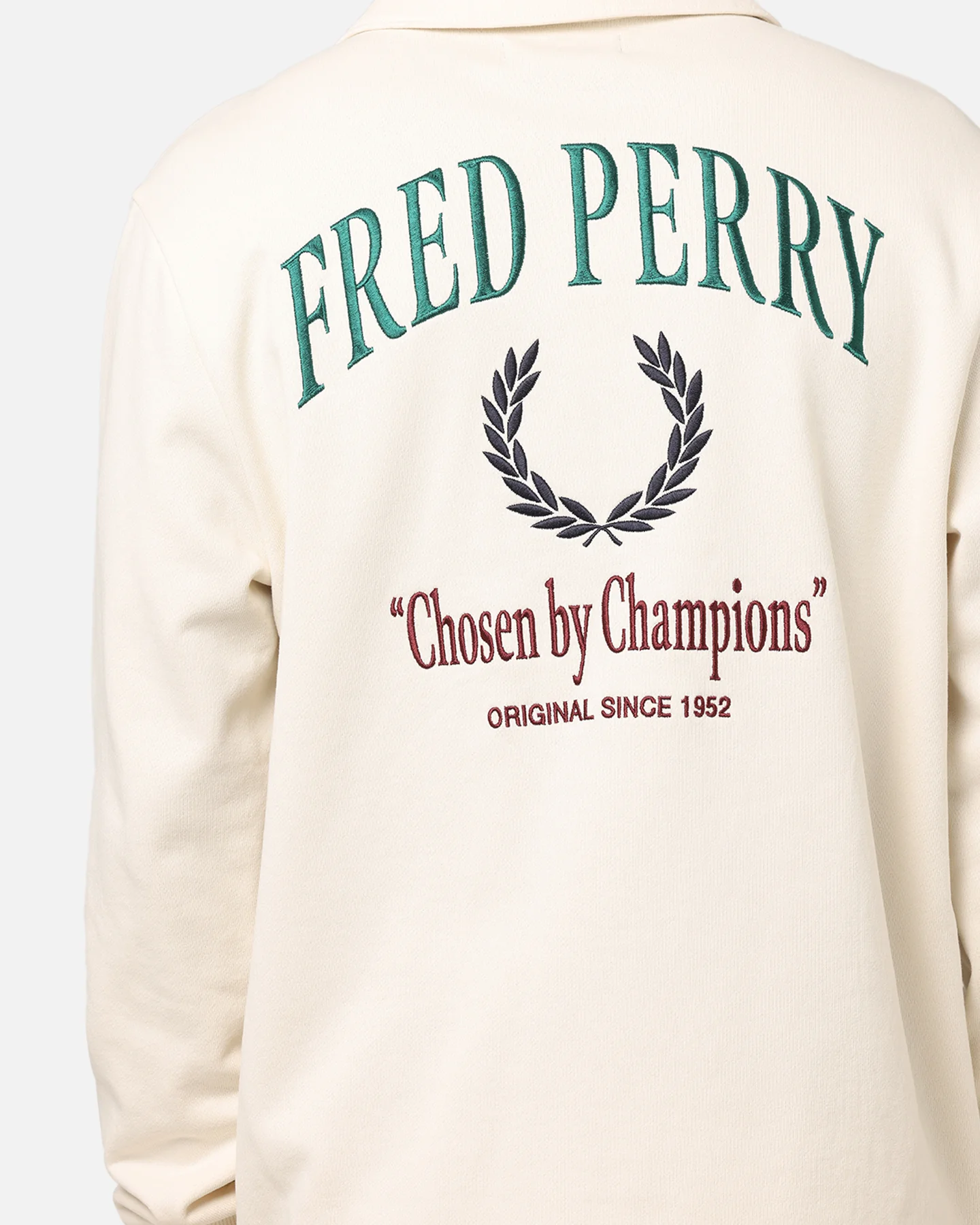 Fred Perry Embroidered Champion Collared Sweatshirt Ecru - Image 7