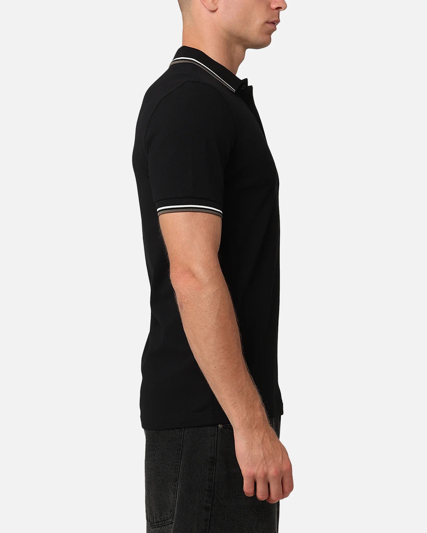 Fred Perry Twin Tipped Polo Shirt Black/Ecru - Image 4