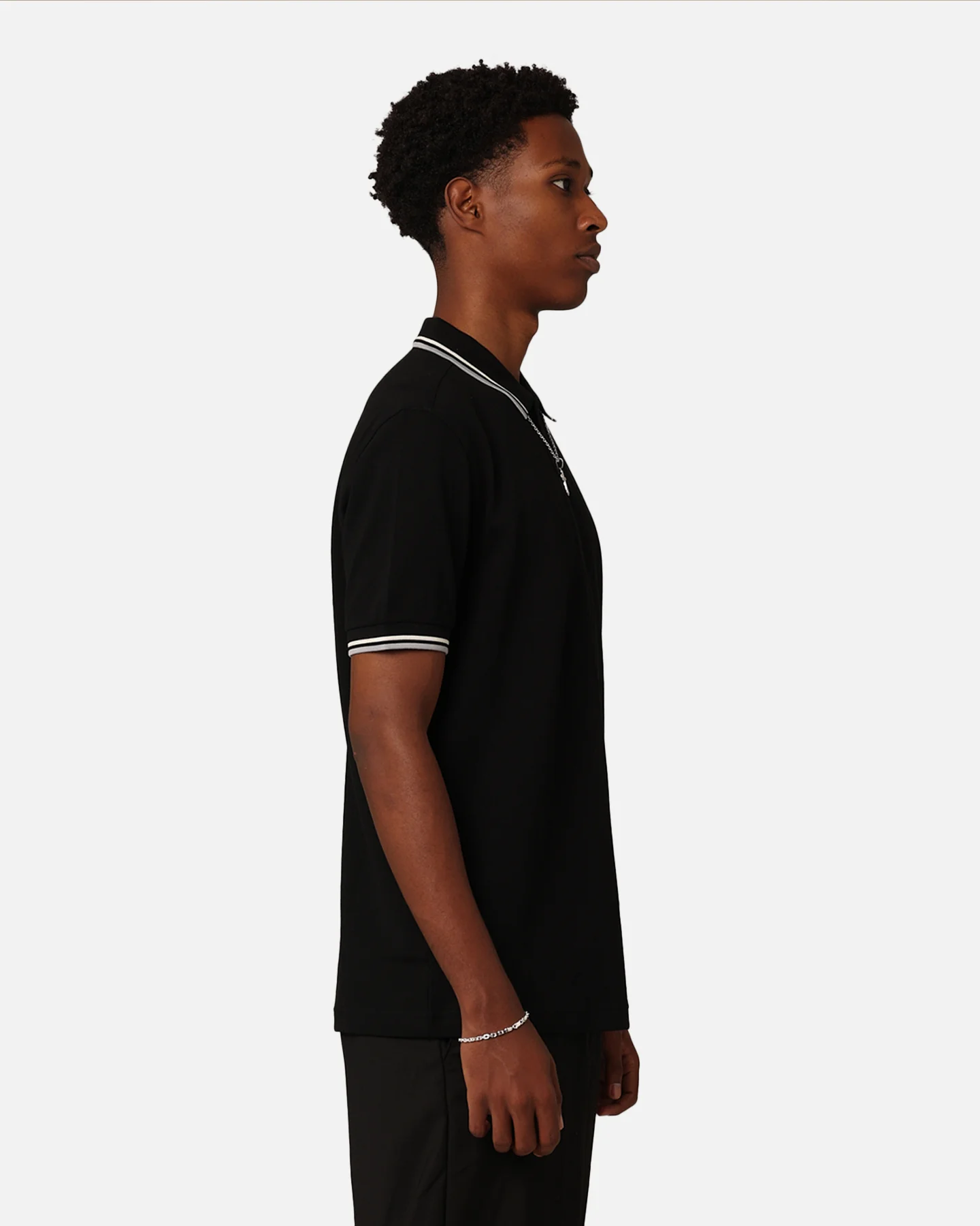 Fred Perry Twin Tipped Polo Shirt Black/Ecru - Image 5
