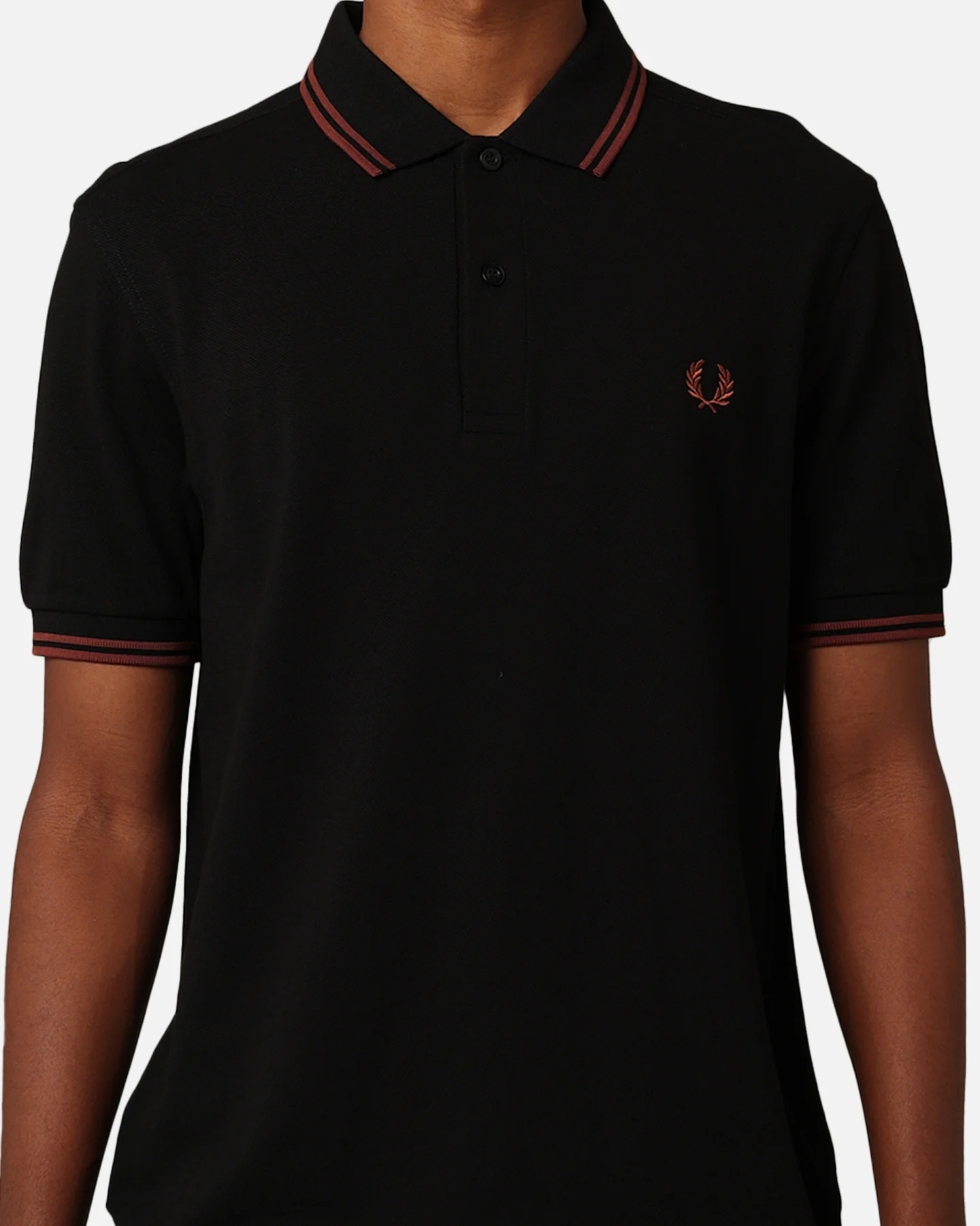 Fred Perry Twin Tipped Polo Shirt Black/Whisky Brown - Image 3