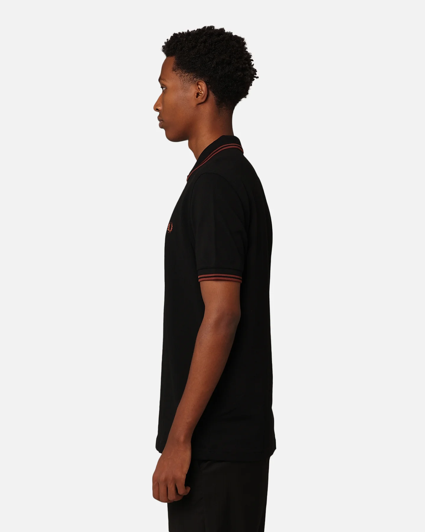 Fred Perry Twin Tipped Polo Shirt Black/Whisky Brown - Image 6