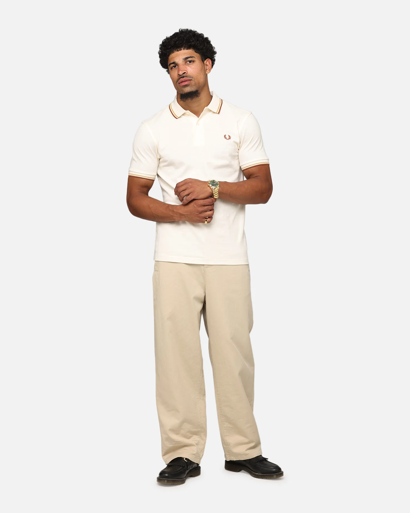 Fred Perry Twin Tipped Polo Shirt Ecru - Image 2