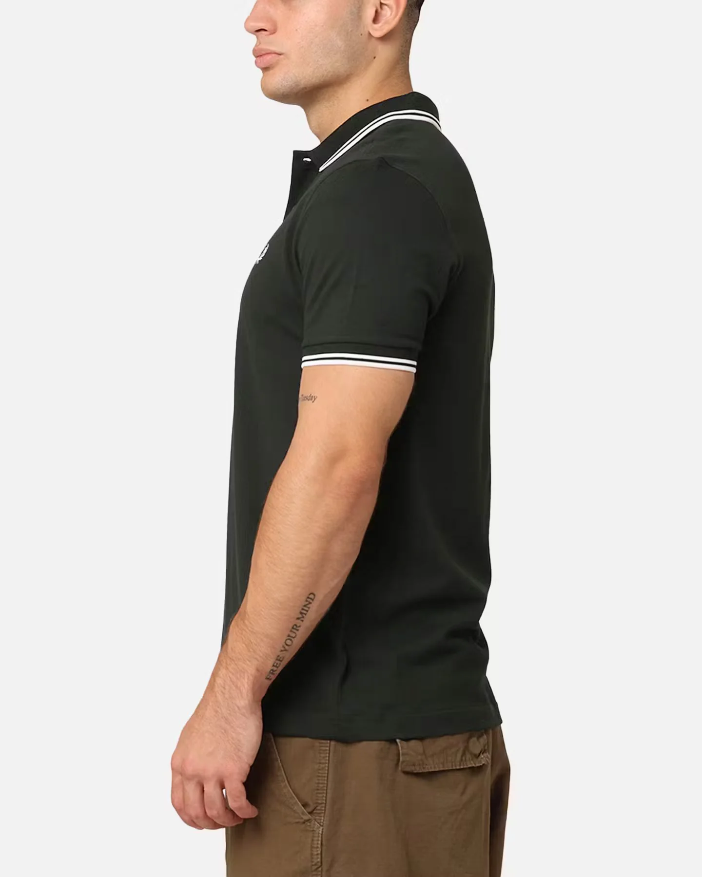 Fred Perry Twin Tipped Polo Shirt Night Green/Snow White - Image 5