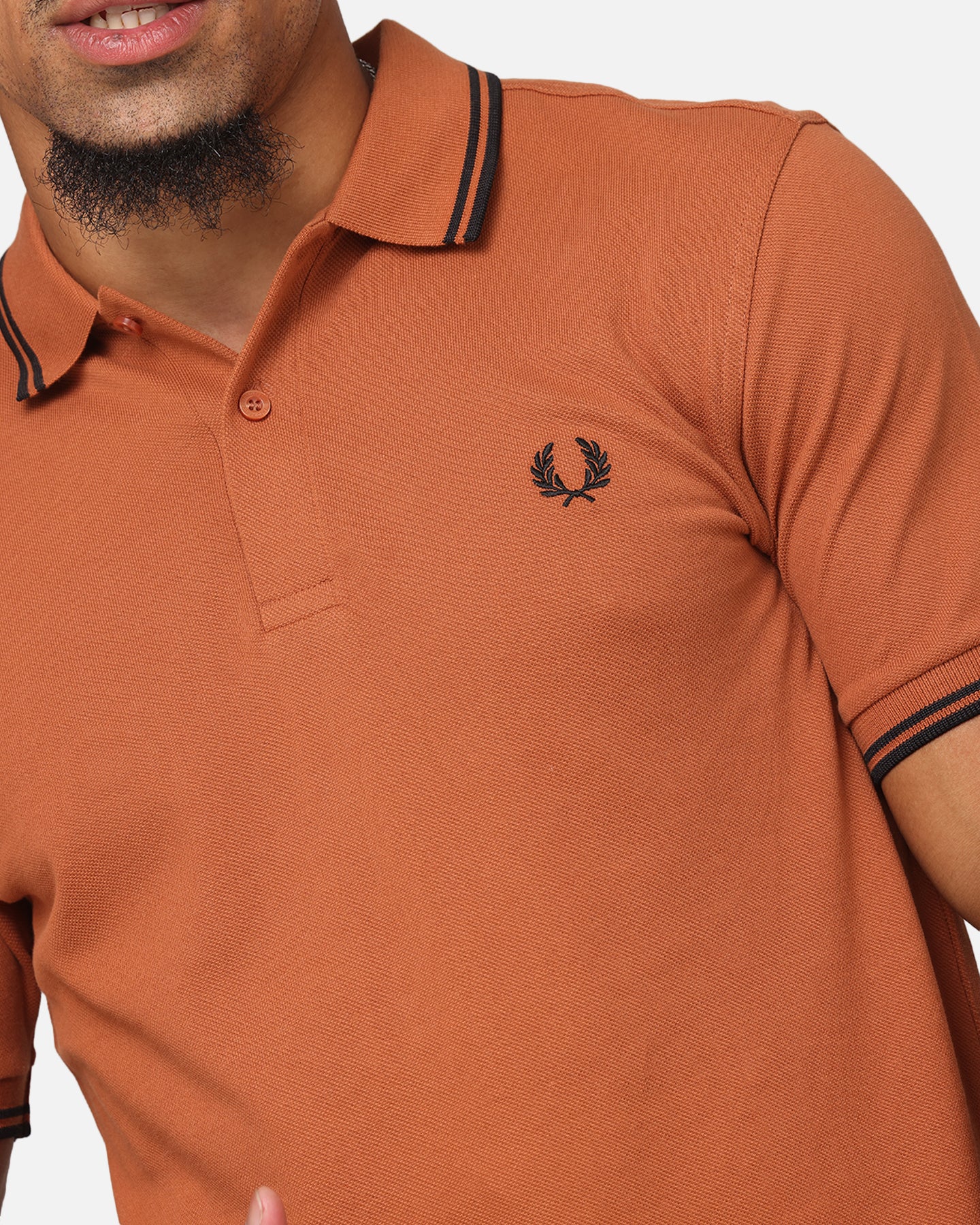 Fred Perry Twin Tipped Polo Shirt Orange/Black - Image 6