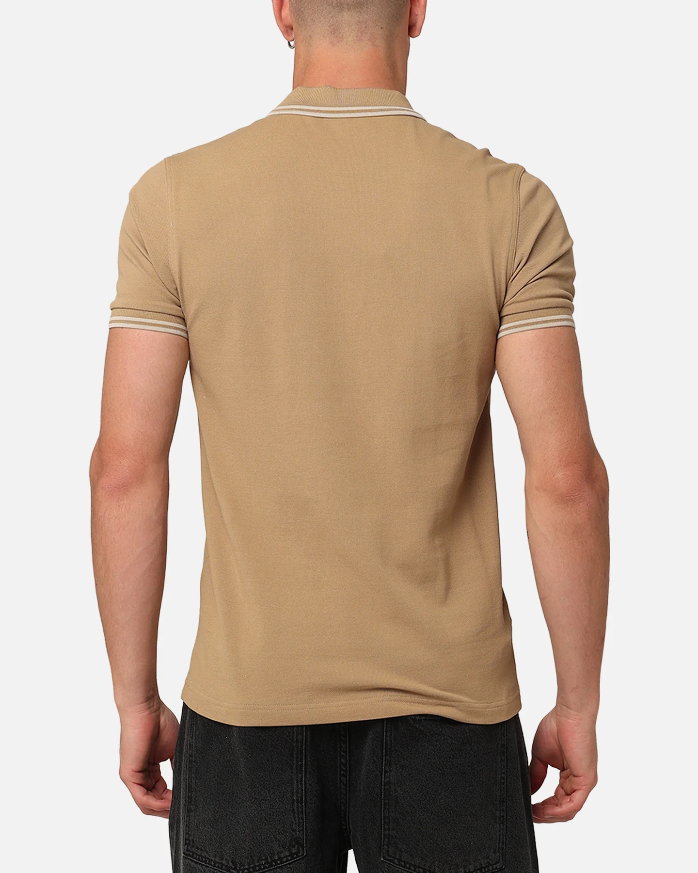 Fred Perry Twin Tipped Polo Shirt Warm Stone - Image 3
