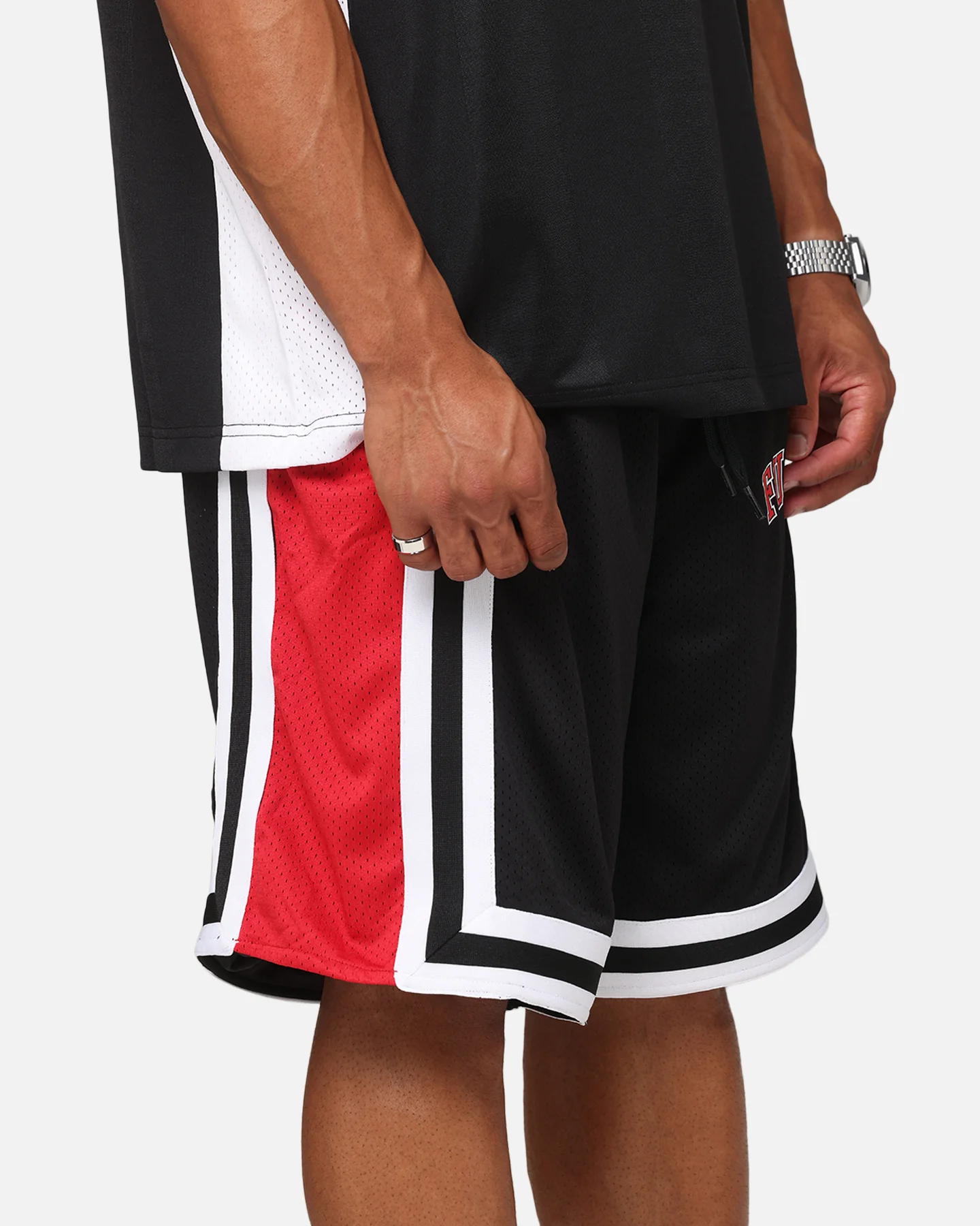 Fubu College Mesh Shorts Black/Red/White - Image 4