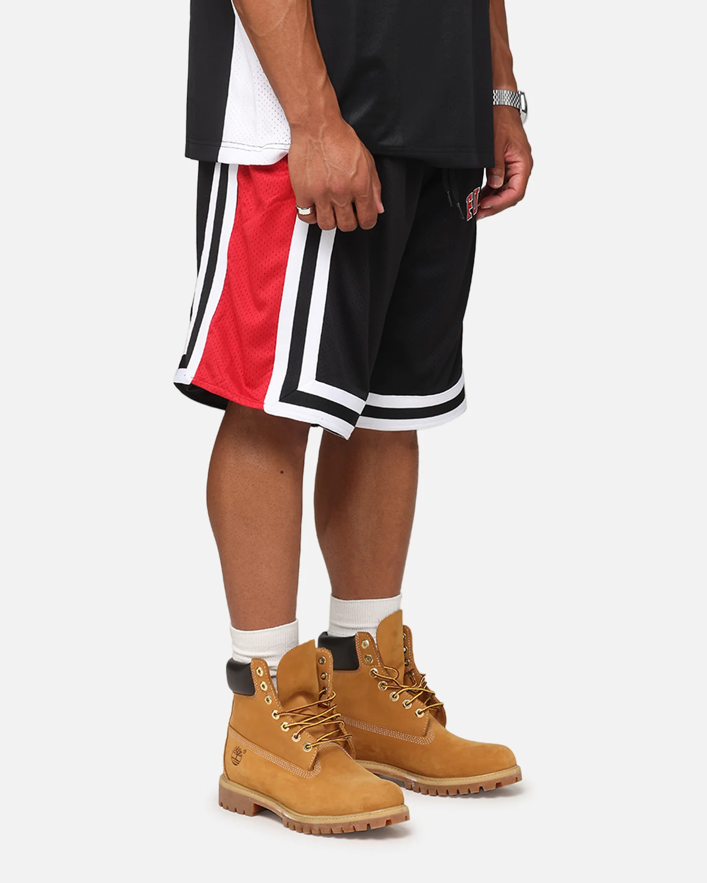 Fubu College Mesh Shorts Black/Red/White - Image 5