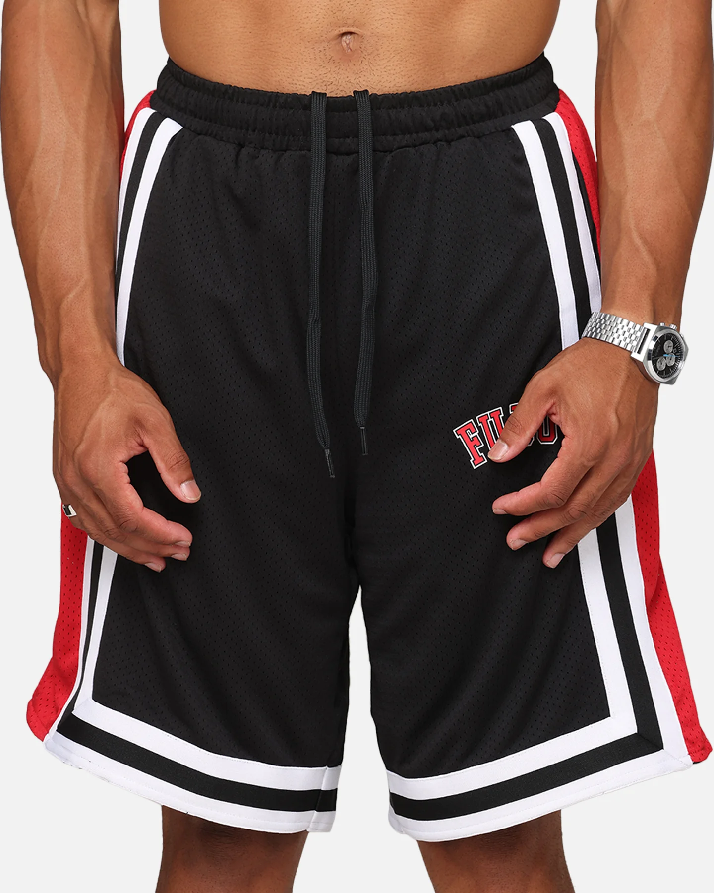 Fubu College Mesh Shorts Black/Red/White - Image 7