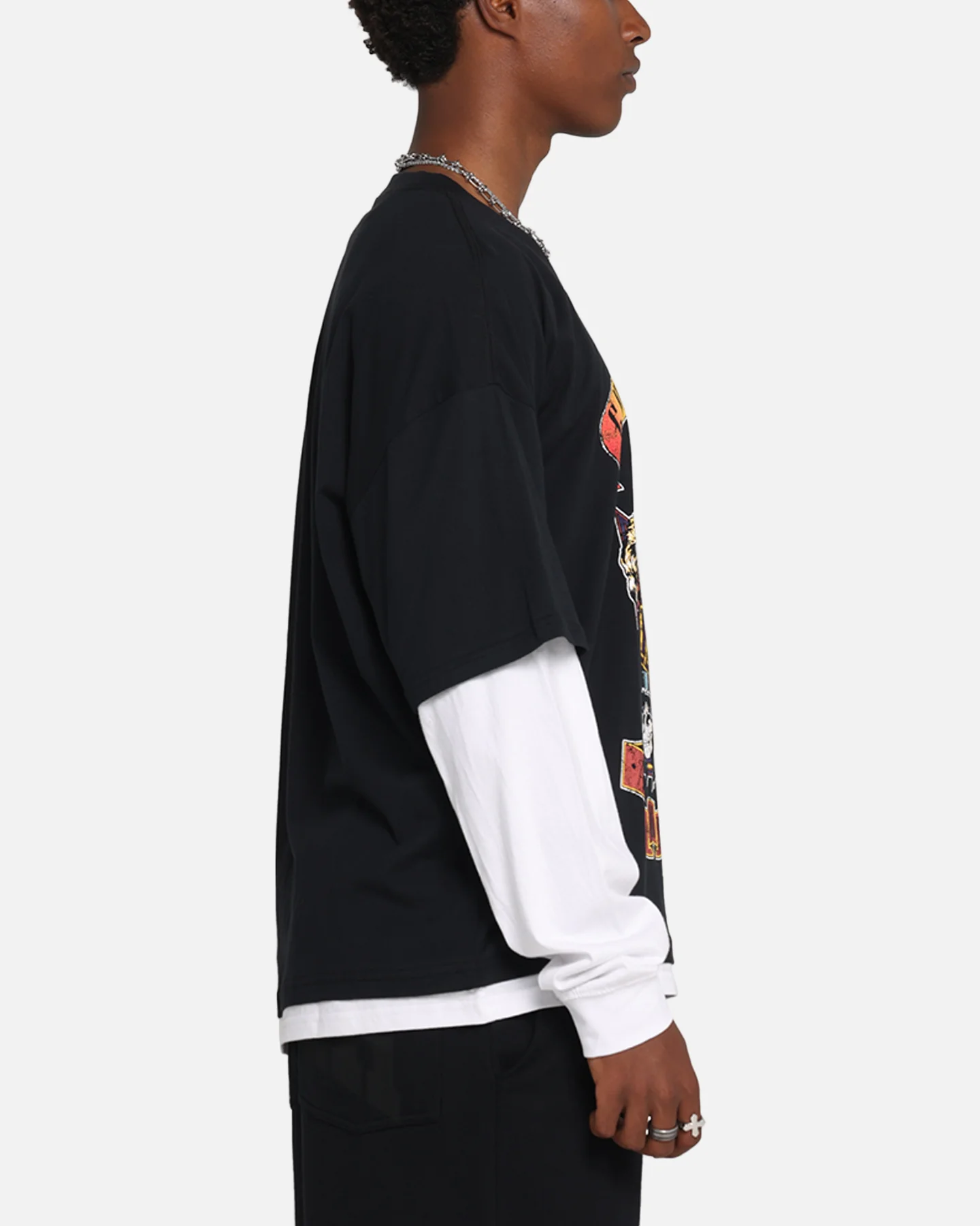 G N Roses Roses Layered Long Sleeve T-Shirt Black Wash - Image 4