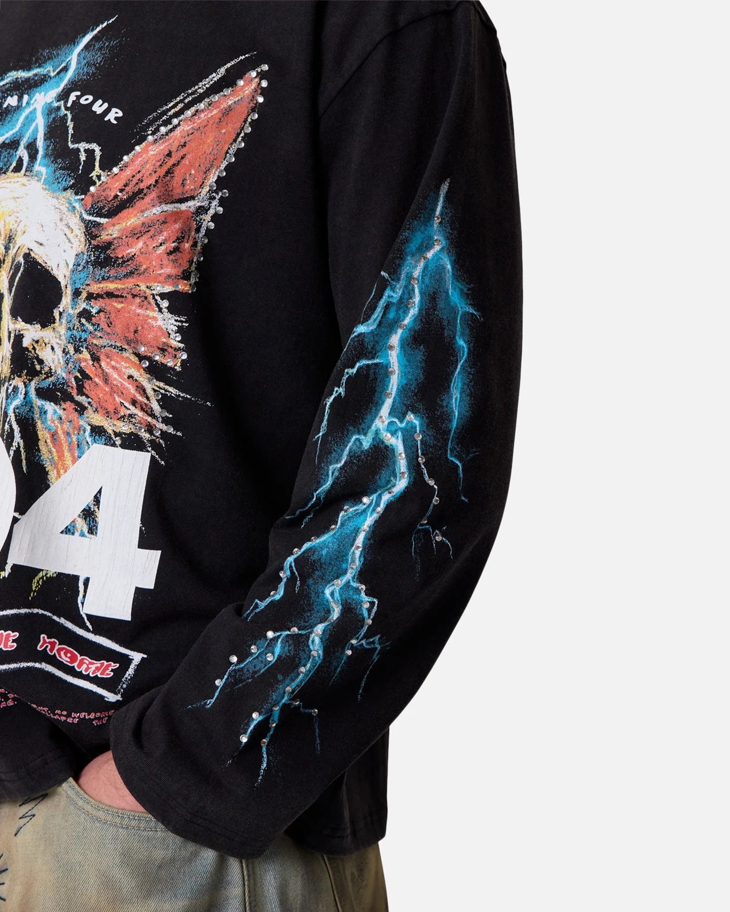 MNML Gem Skull Long Sleeve T-Shirt Black - Image 6