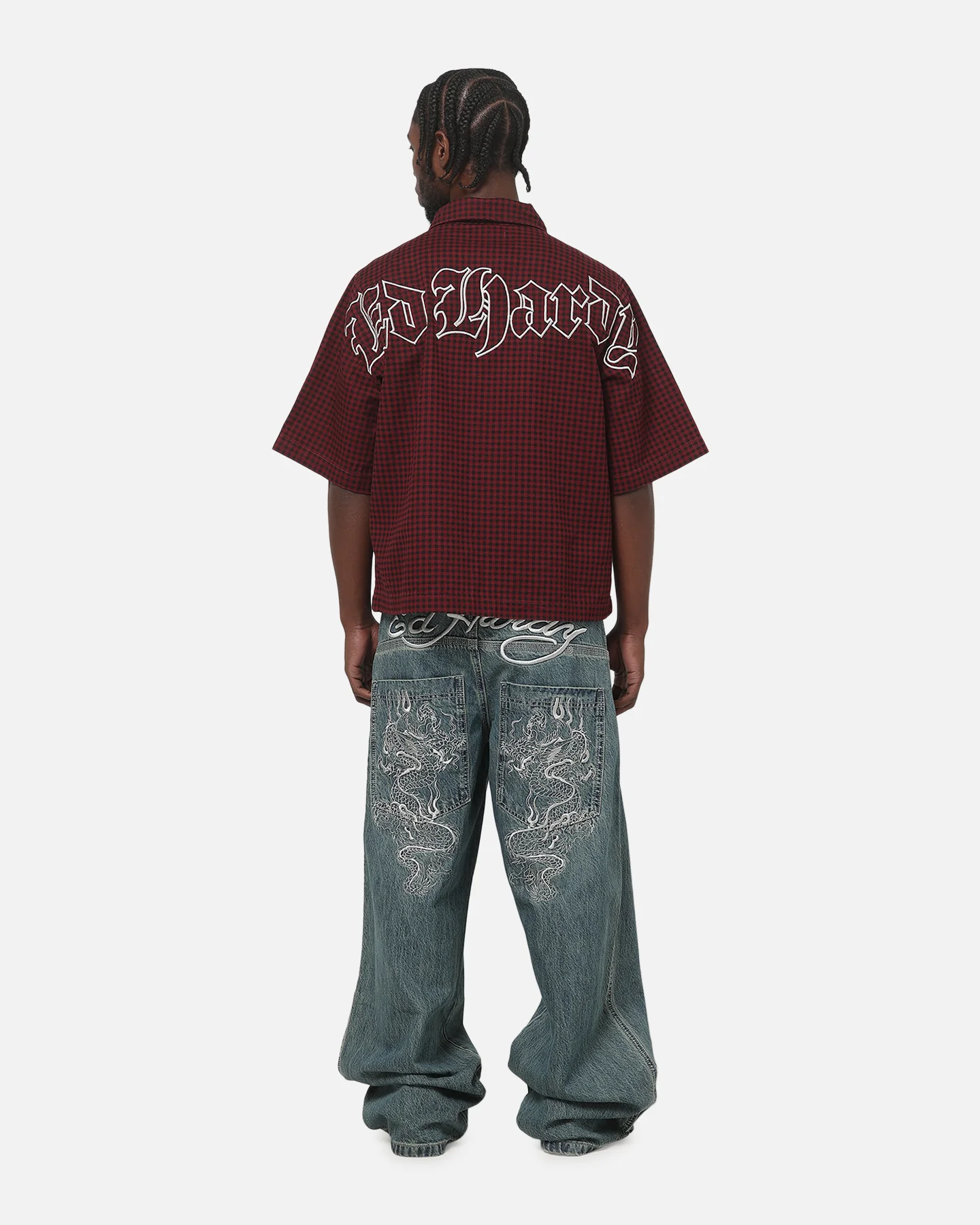Ed Hardy Ghost Tattoo Button Up Shirt Plum - Image 4